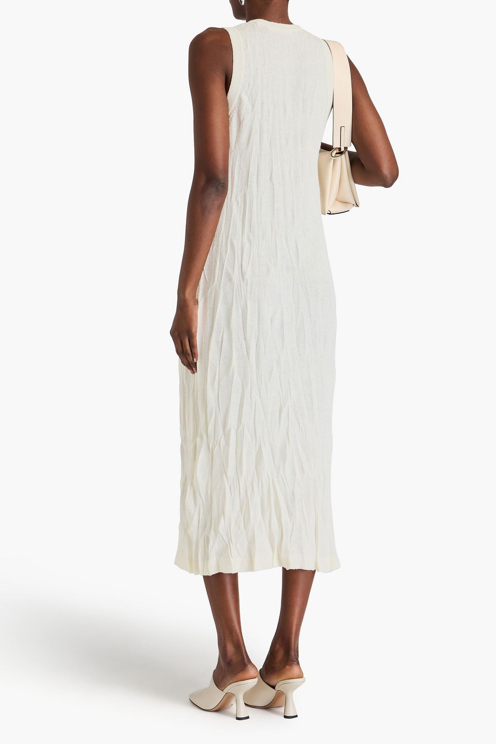 HELMUT LANG فستان طويل من مزيج صوف الميرينو