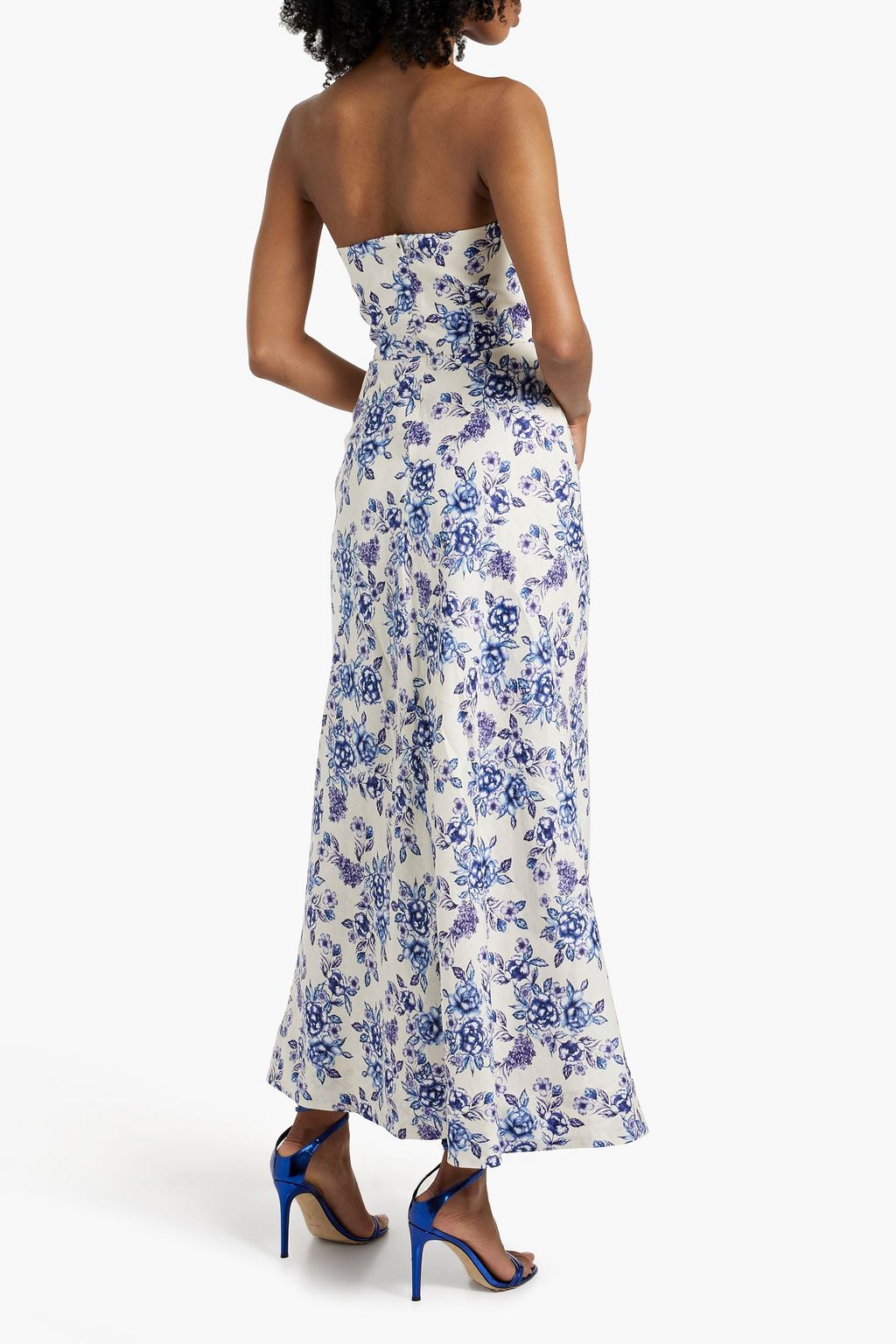 BEC & BRIDGE Audette strapless floral-print linen maxi dress