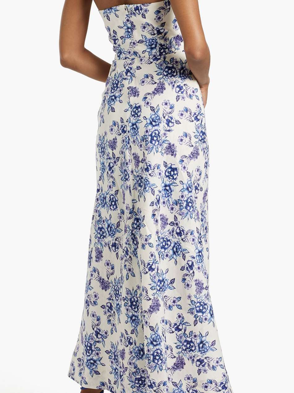 audette strapless floral-print linen maxi dress