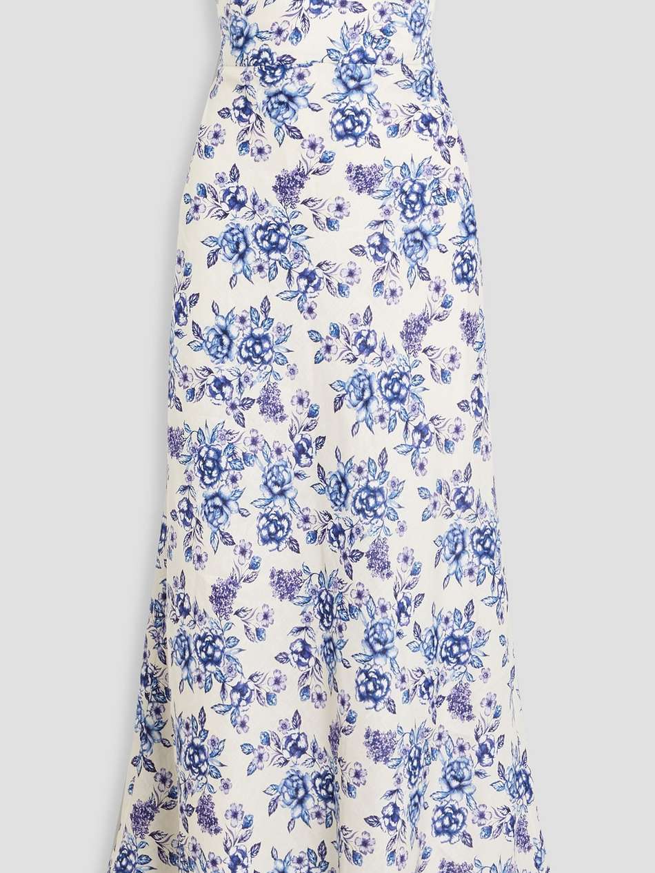 audette strapless floral-print linen maxi dress