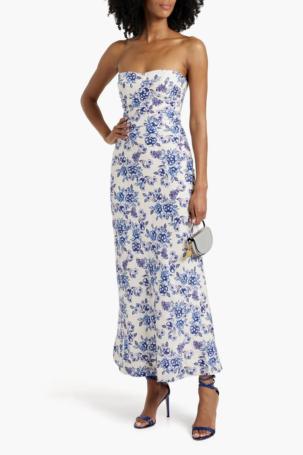 BEC & BRIDGE Audette strapless floral-print linen maxi dress