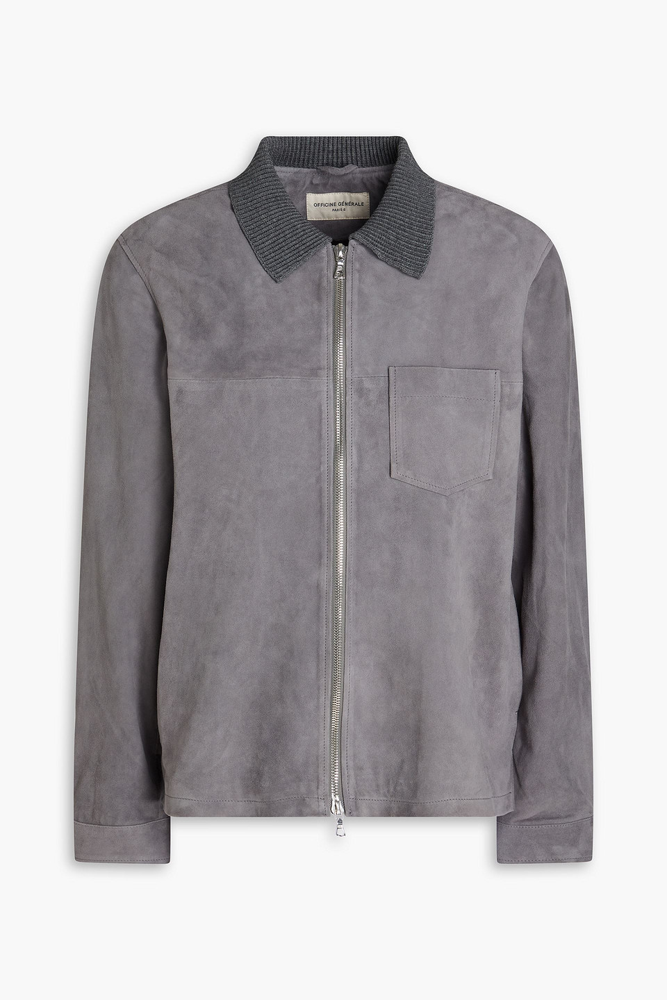 Officine Generale Selim Jacke Aus Veloursleder In Grau