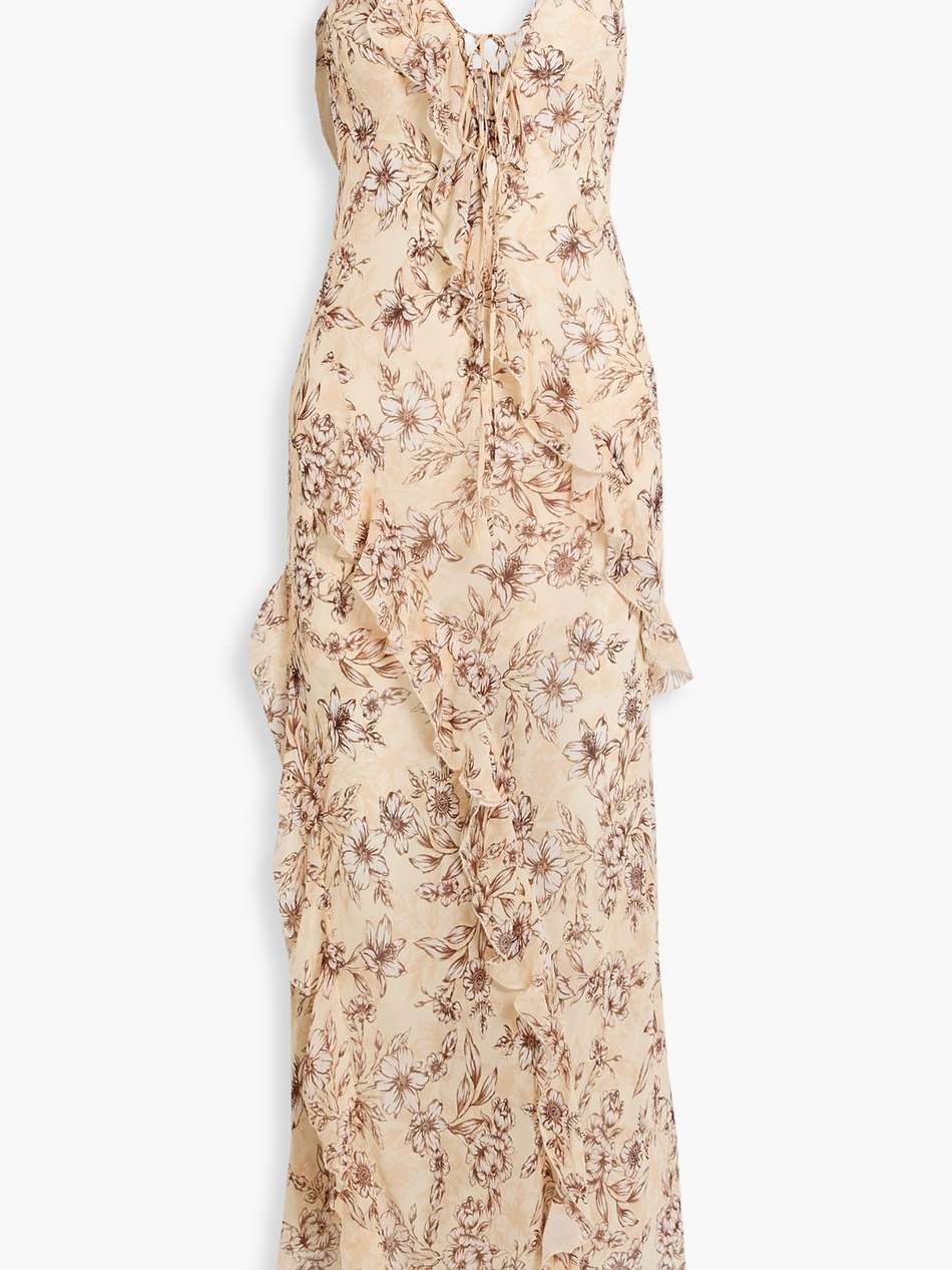 courtney ruffled floral-print silk-chiffon maxi dress