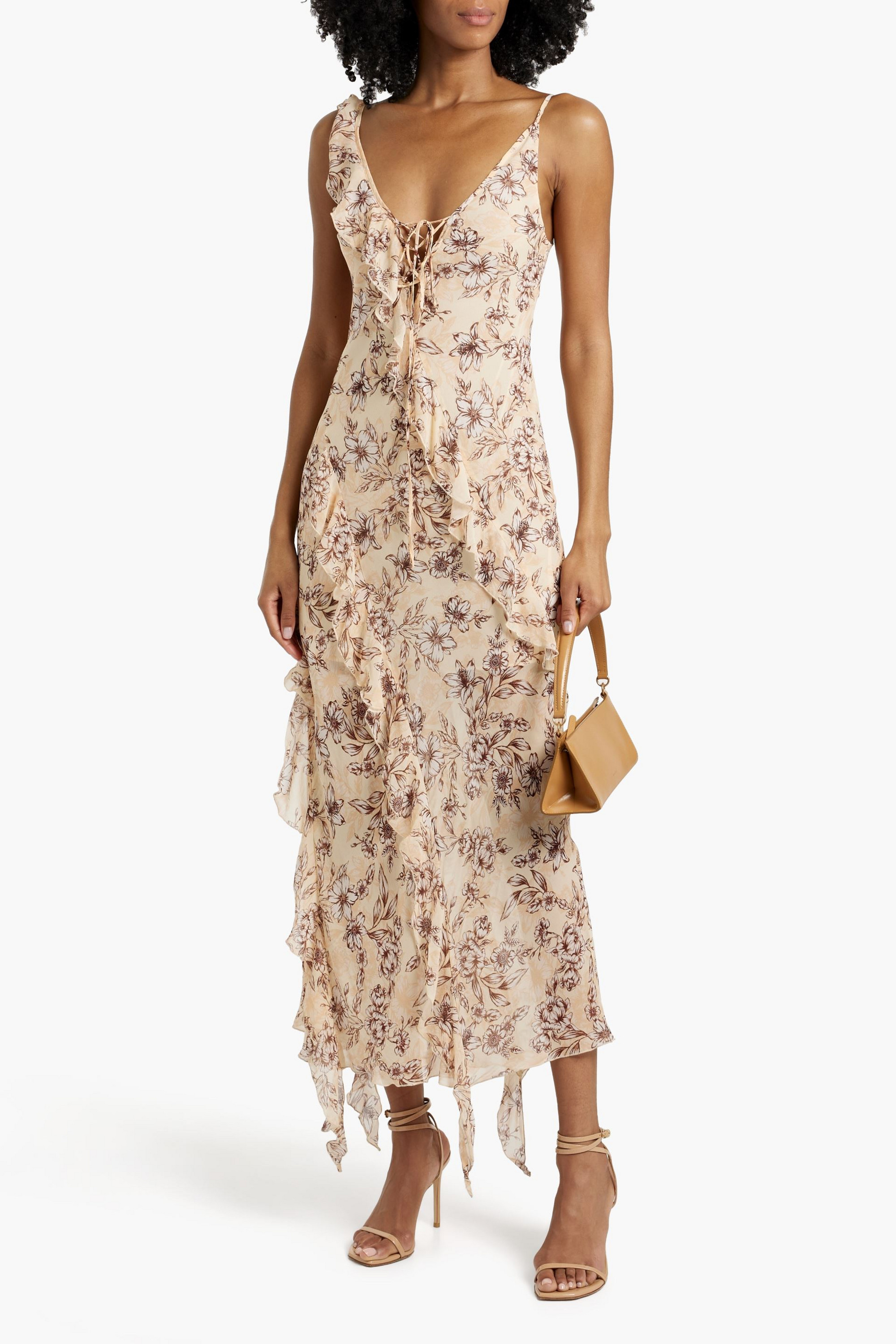 Bec + Bridge Courtney ruffled floral-print silk-chiffon maxi dress