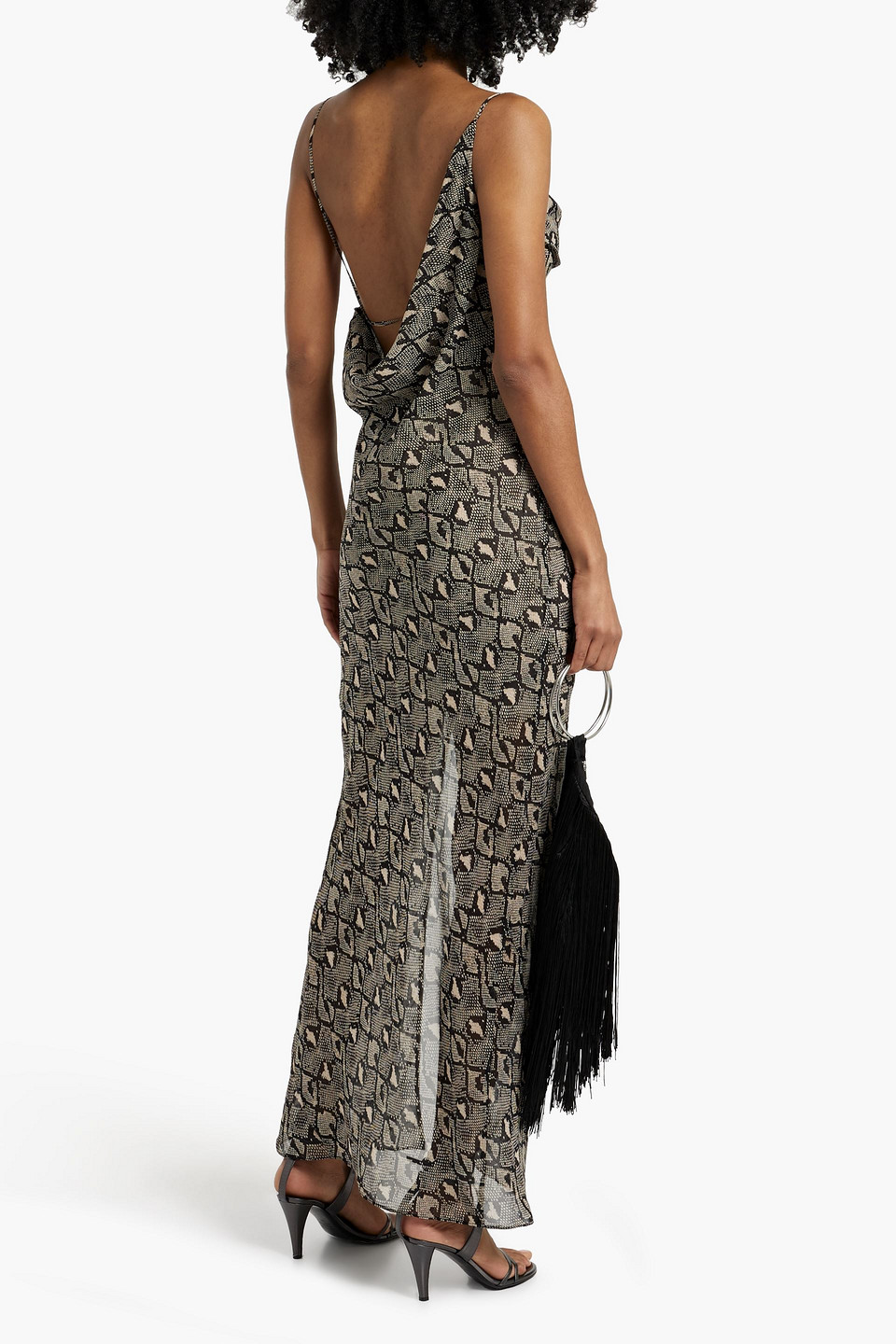 BEC & BRIDGE PORTIA DRAPED PRINTED SILK-CHIFFON MAXI DRESS