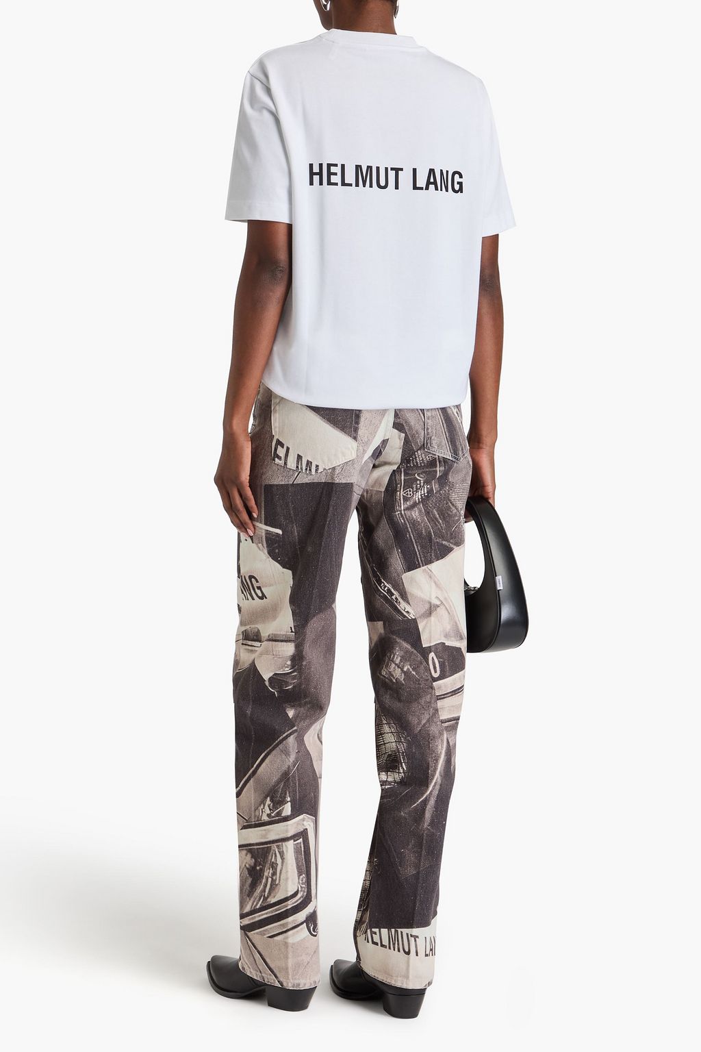 HELMUT LANG ハイライズ ストレートレッグジーンズ プリント入り
