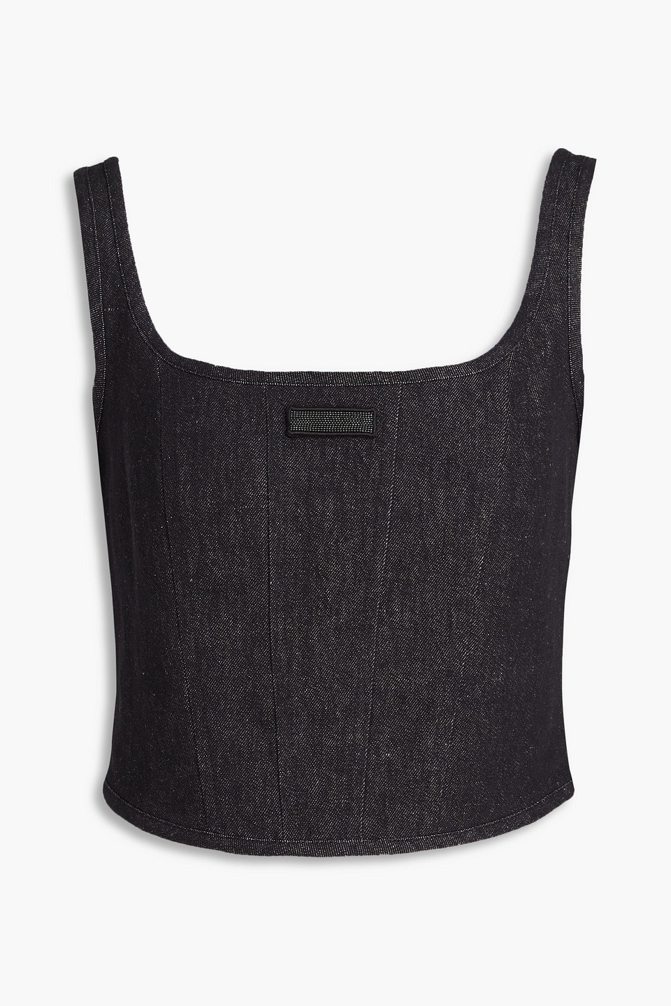 Bead-embellished denim top