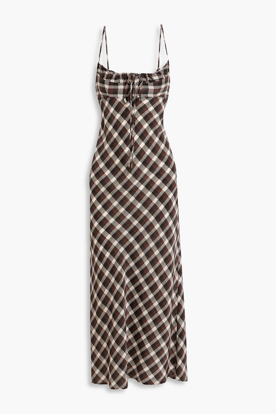 Bec & Bridge Chiara Checked Crepe Midi Dress In Chocolate