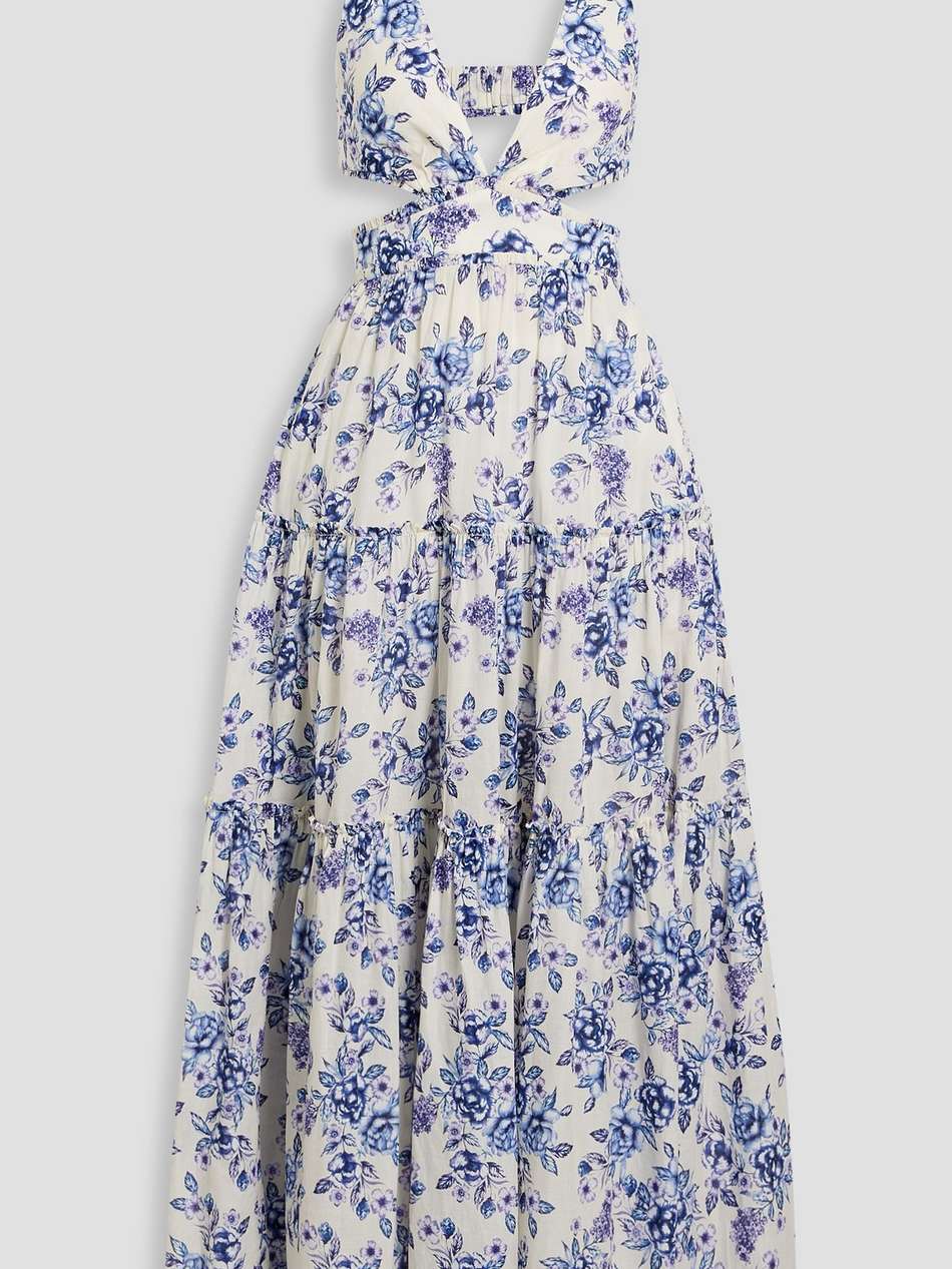 carla cutout floral-print cotton maxi dress