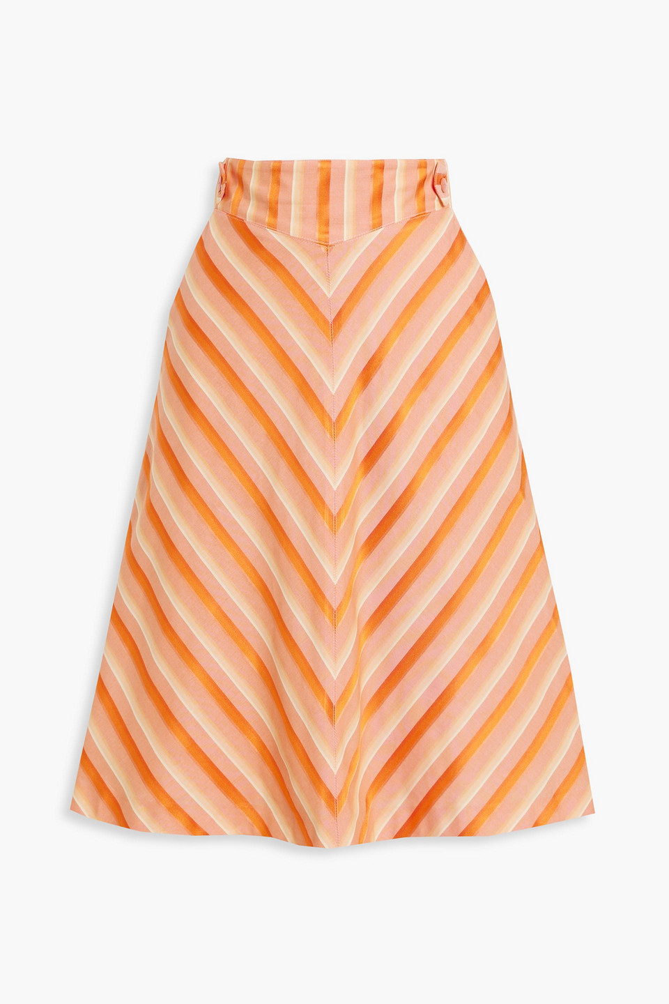 Etro Striped Cotton-blend Jacquard Skirt In Orange