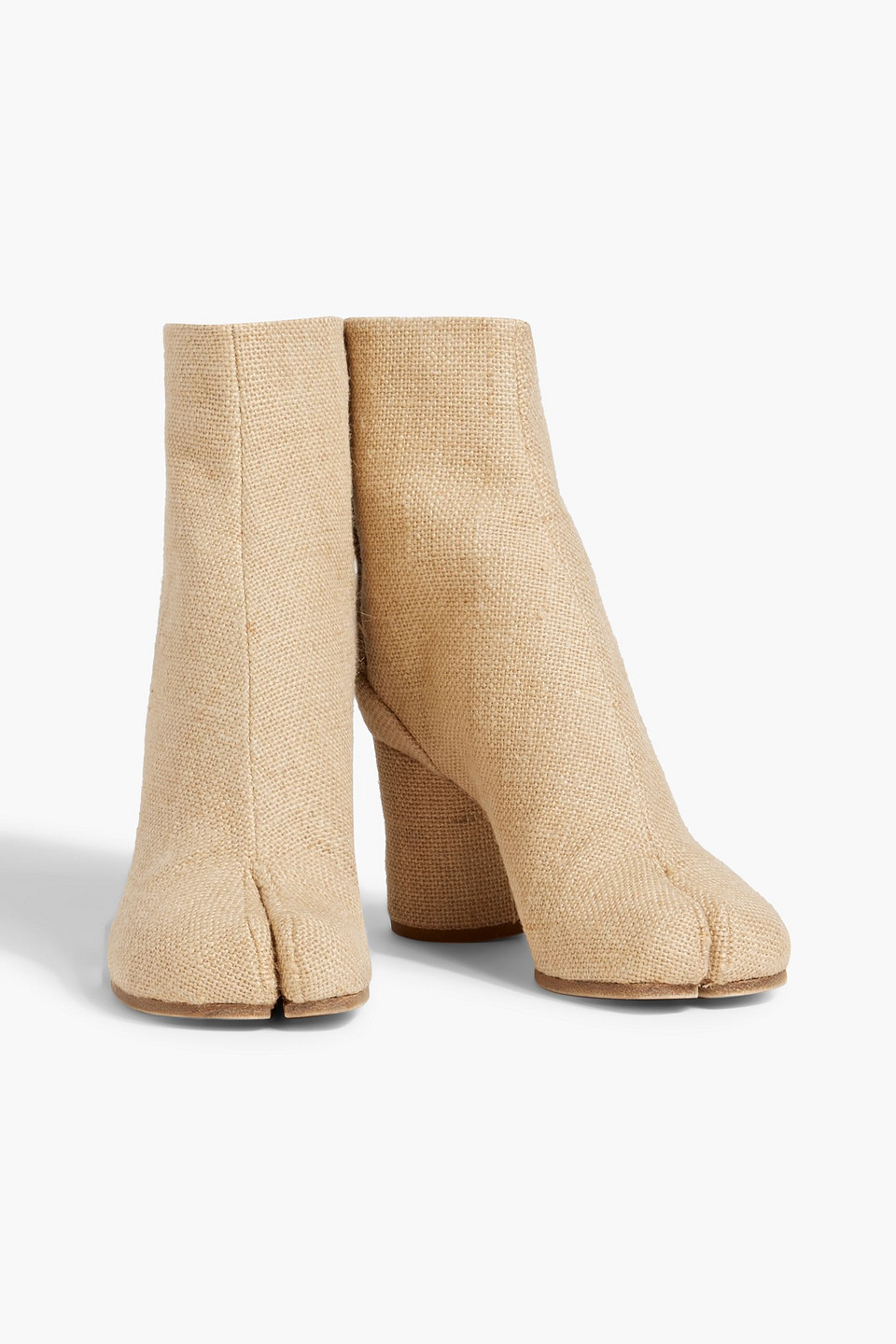 Maison Margiela Tabi Split-toe Jute Ankle Boots In Beige