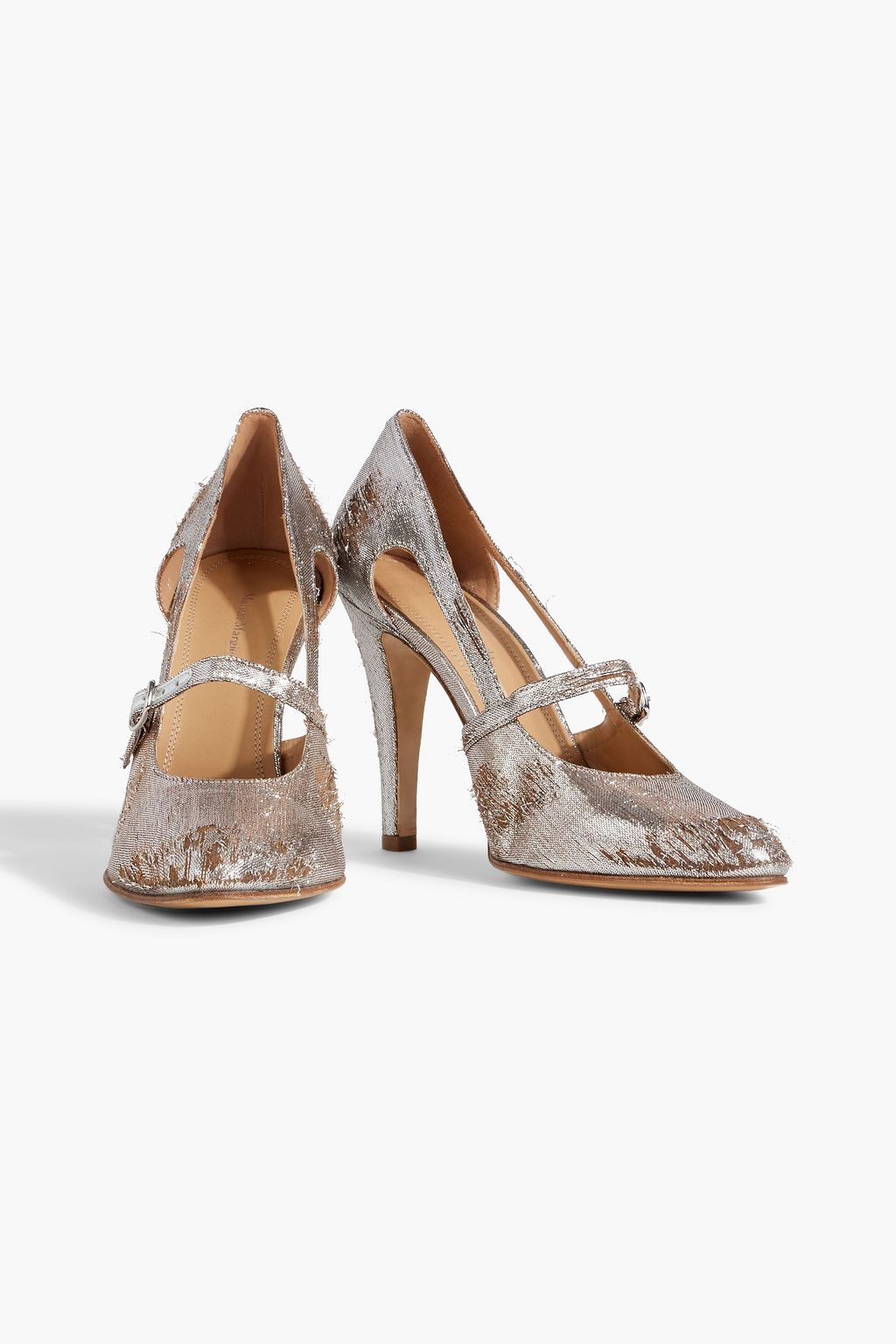MAISON MARGIELA Distressed lamé Mary Jane pumps
