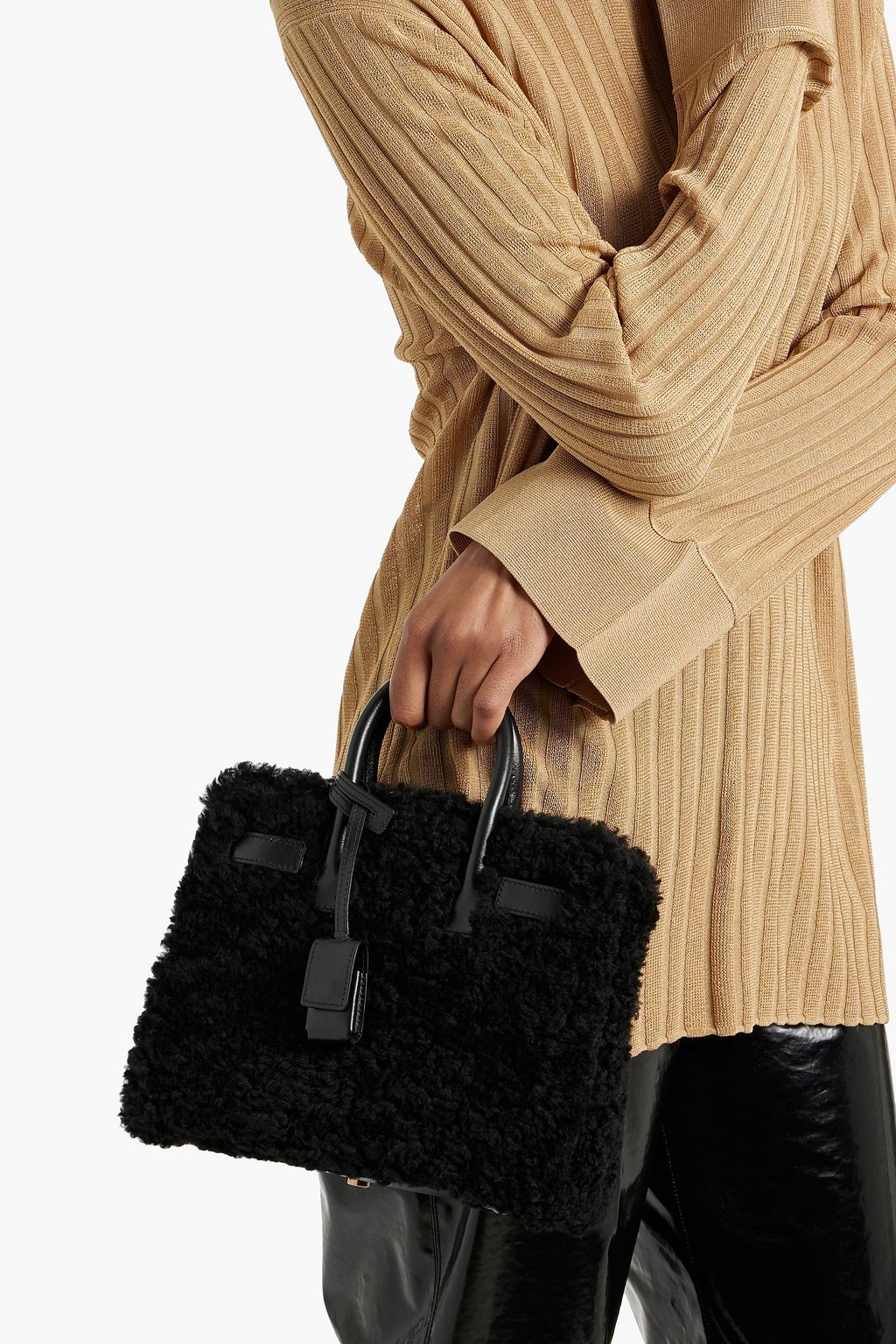 SAINT LAURENT Sac De Jour nano shearling tote