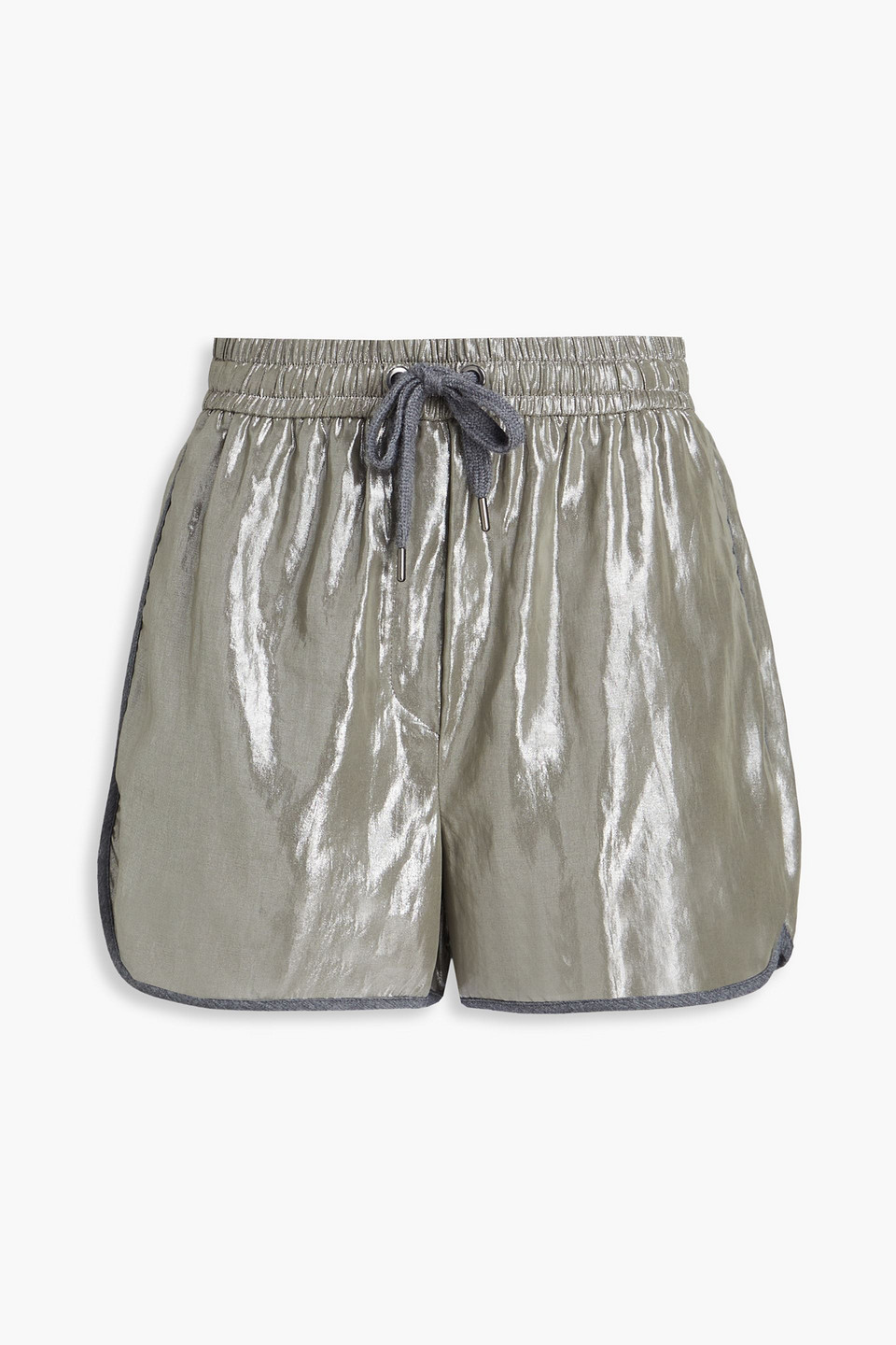 Brunello Cucinelli Shorts Aus Baumwolle In Metallic-optik In Graubraun