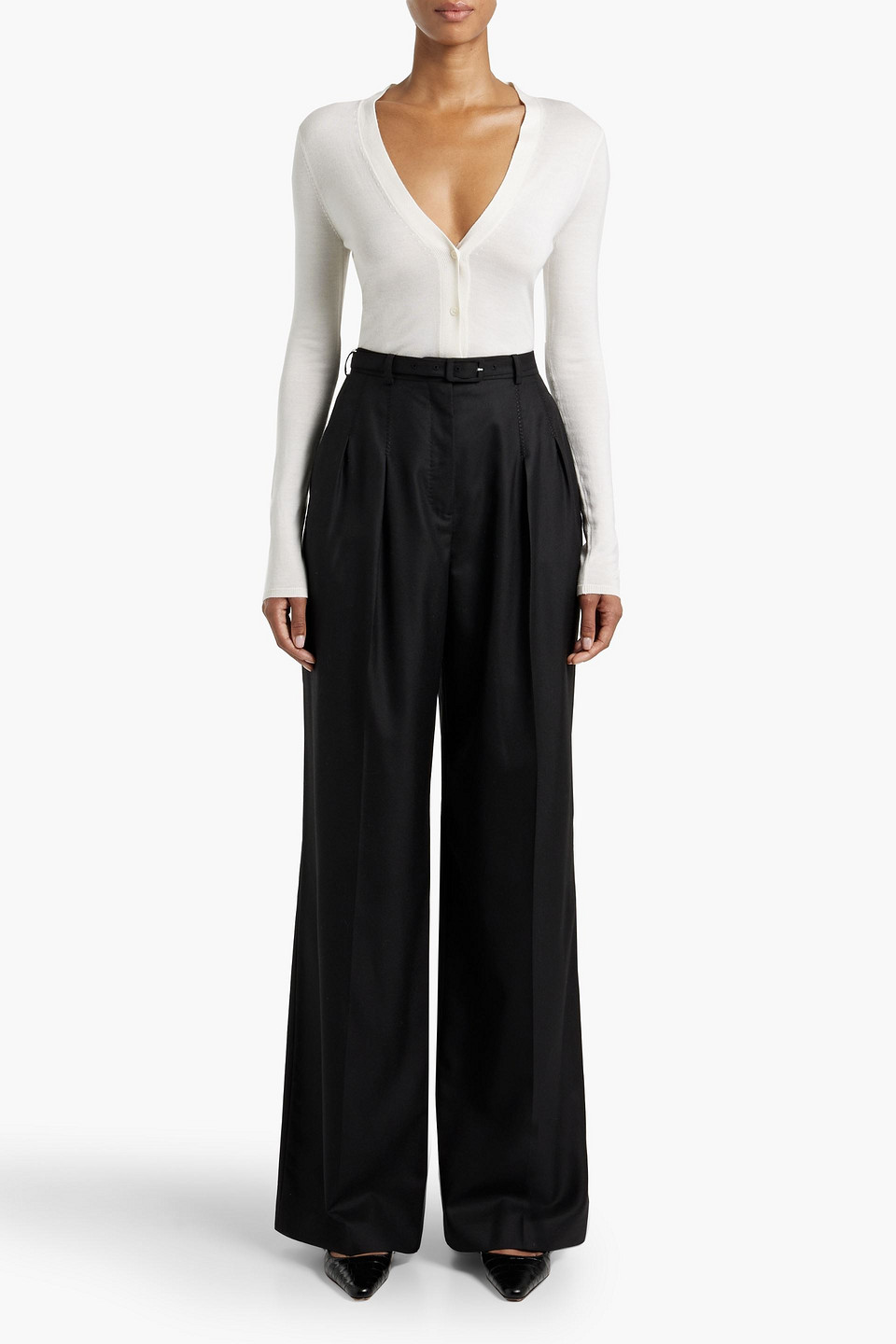 Gabriela Hearst Vargas Belted Cashmere Wide-leg Pants In Black