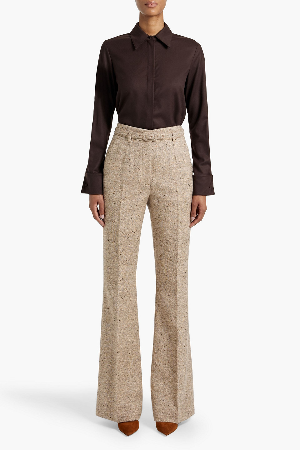 Shop Gabriela Hearst Etlin Wool-twill Shirt In Chocolate