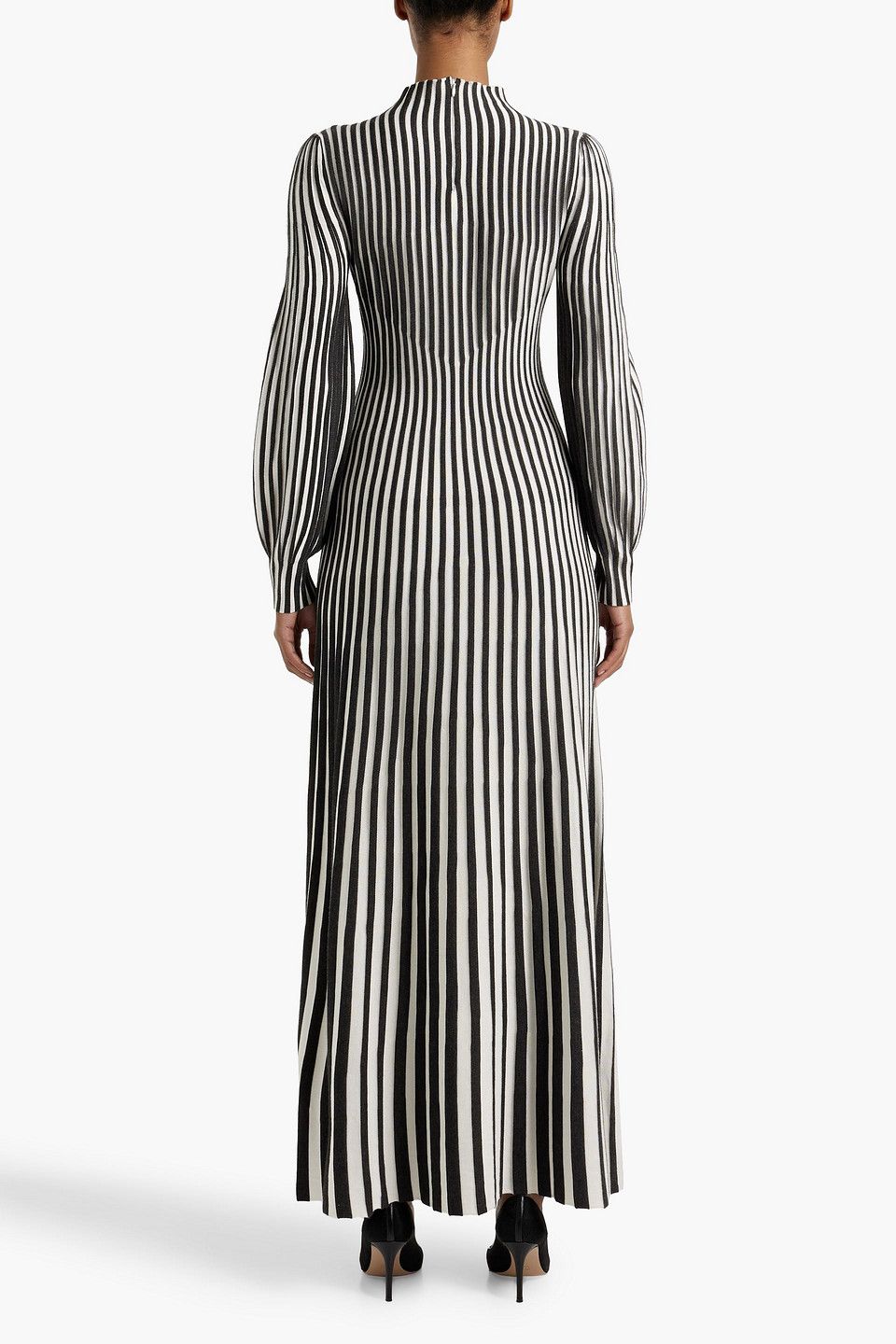 Gabriela Hearst Lee Striped Silk And Cashmere-blend Maxi Dress In Charcoal