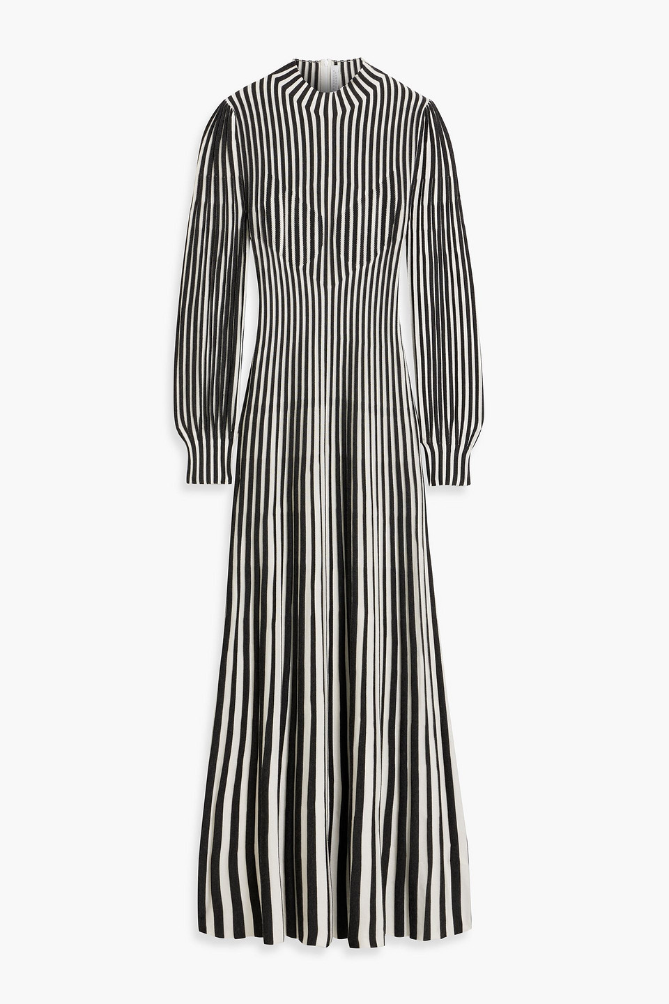 Gabriela Hearst Lee Striped Silk And Cashmere-blend Maxi Dress In Charcoal