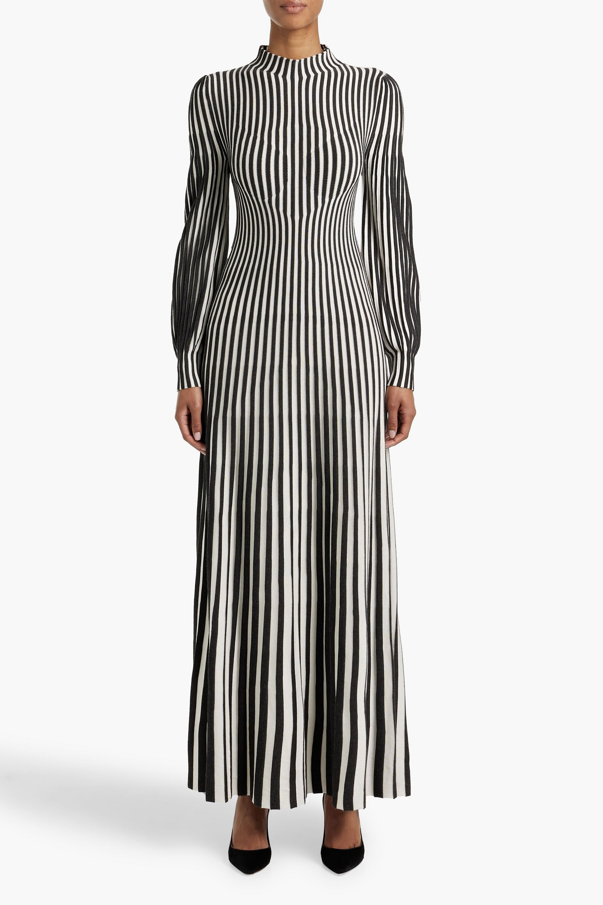 Gabriela Hearst Lee two-tone ribbed silk and cashmere-blend maxi dress