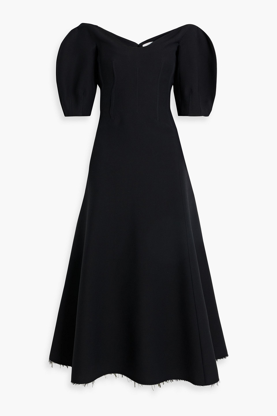 Gabriela Hearst Buisier Off-the-shoulder Wool And Silk-blend Maxi Dress In Black
