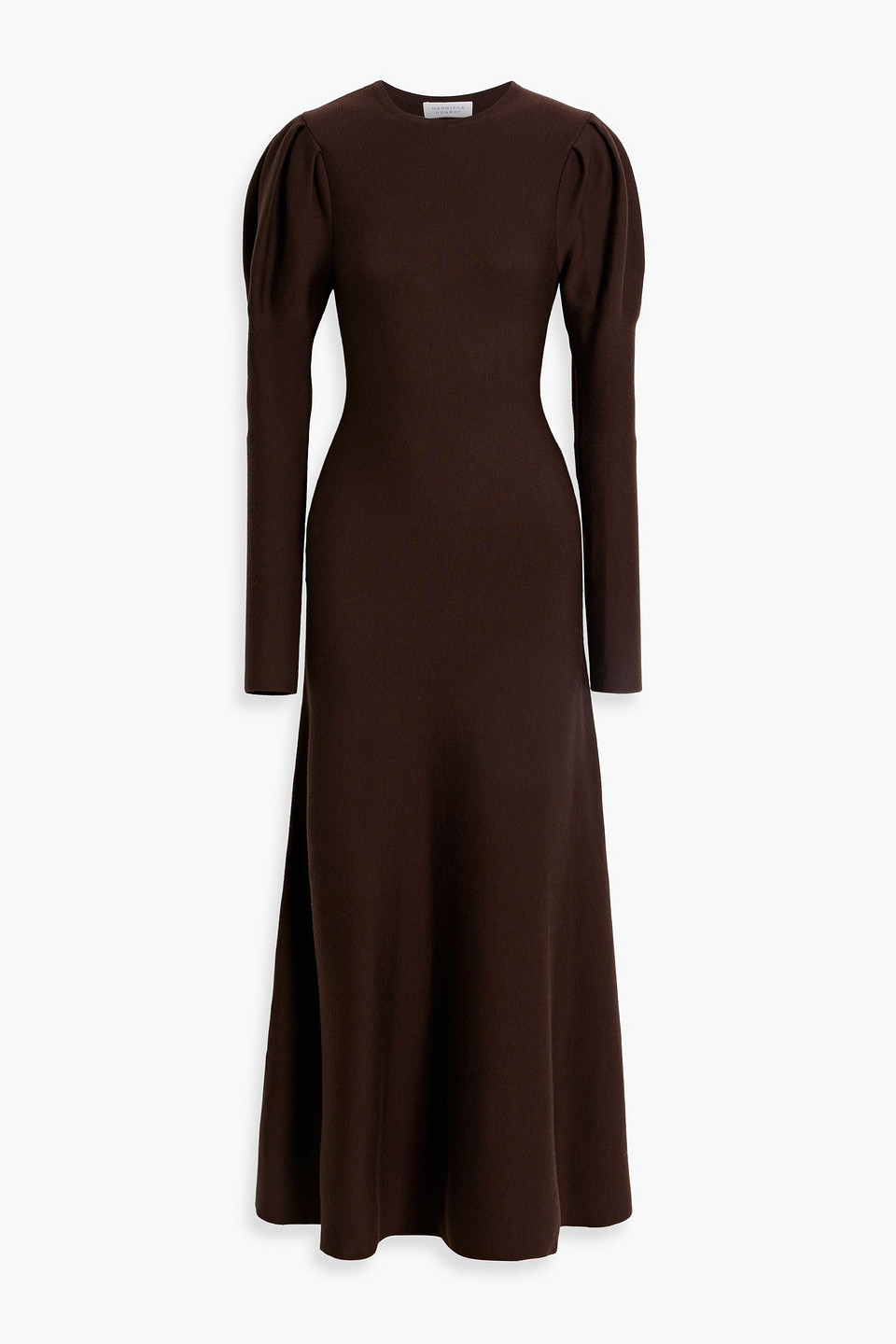 Gabriela Hearst Hannah Puff-sleeve Knitted Midi Dress In Chocolate