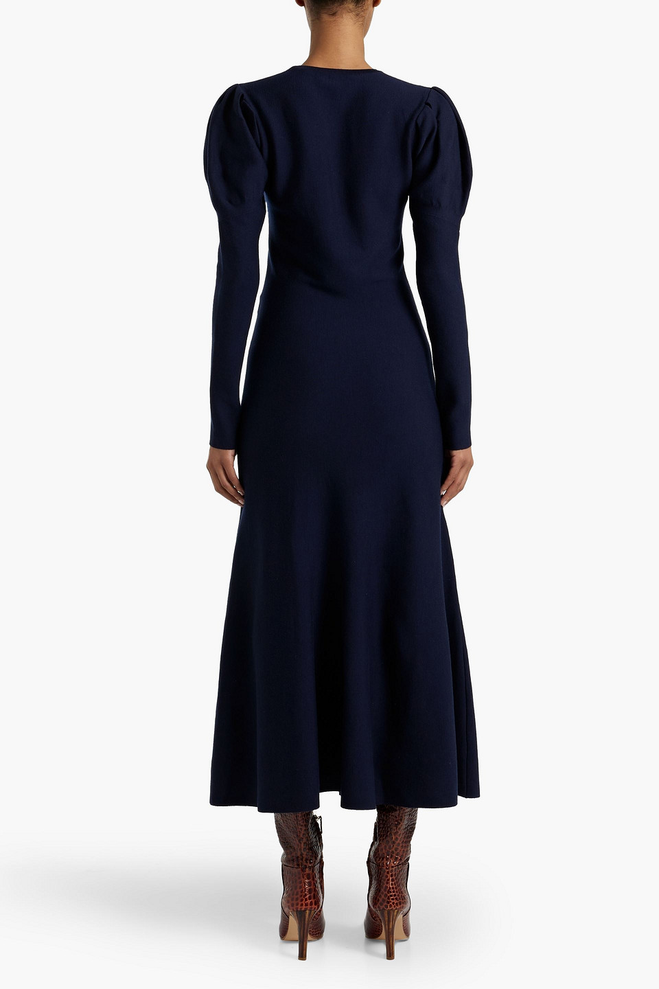 Gabriela Hearst Hannah Wool Midi Dress In Navy