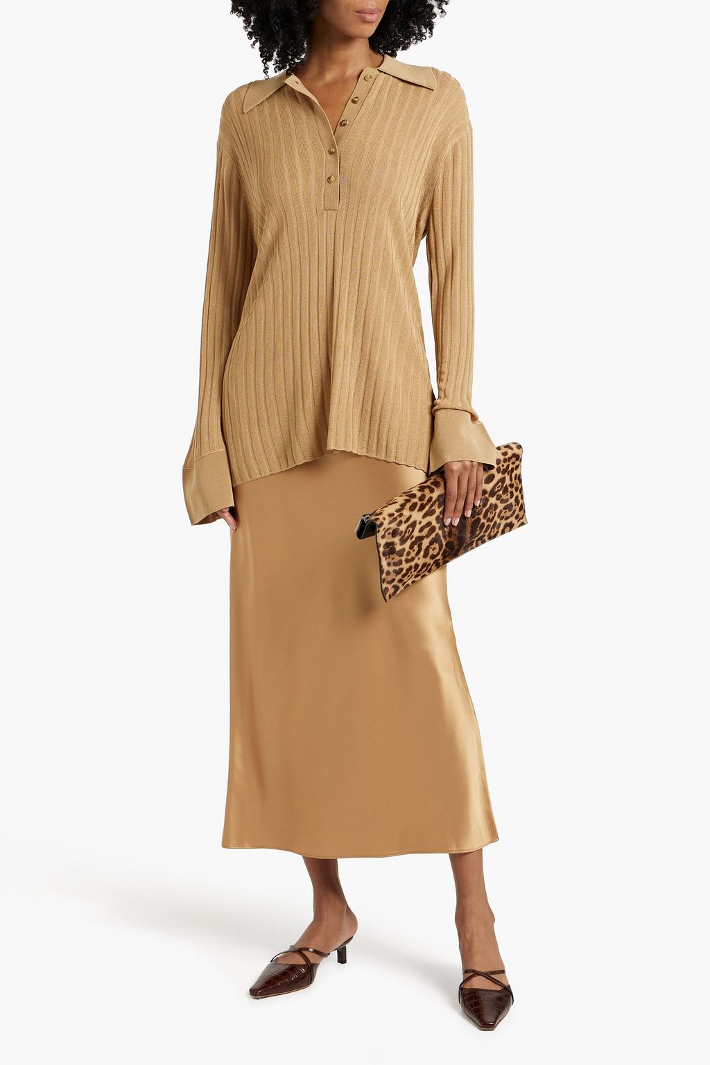 BY MALENE BIRGER Delphine ribbed-knit polo sweater
