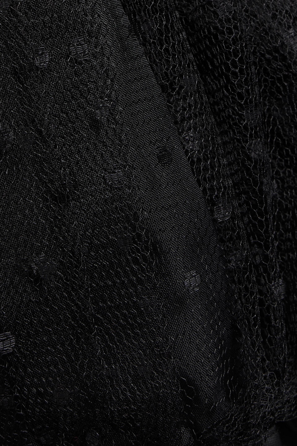 Red Valentino Layered Shell And Point D'esprit Hooded Coat In Black
