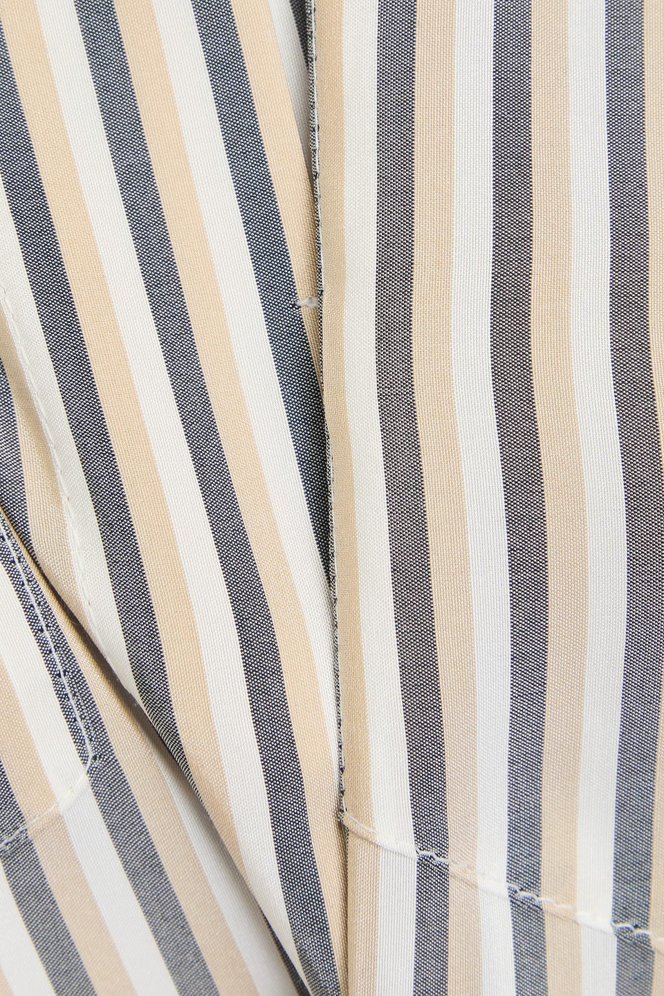 Brunello Cucinelli Gestreiftes Hemd Aus Seide Mit Zierperlen In Beige