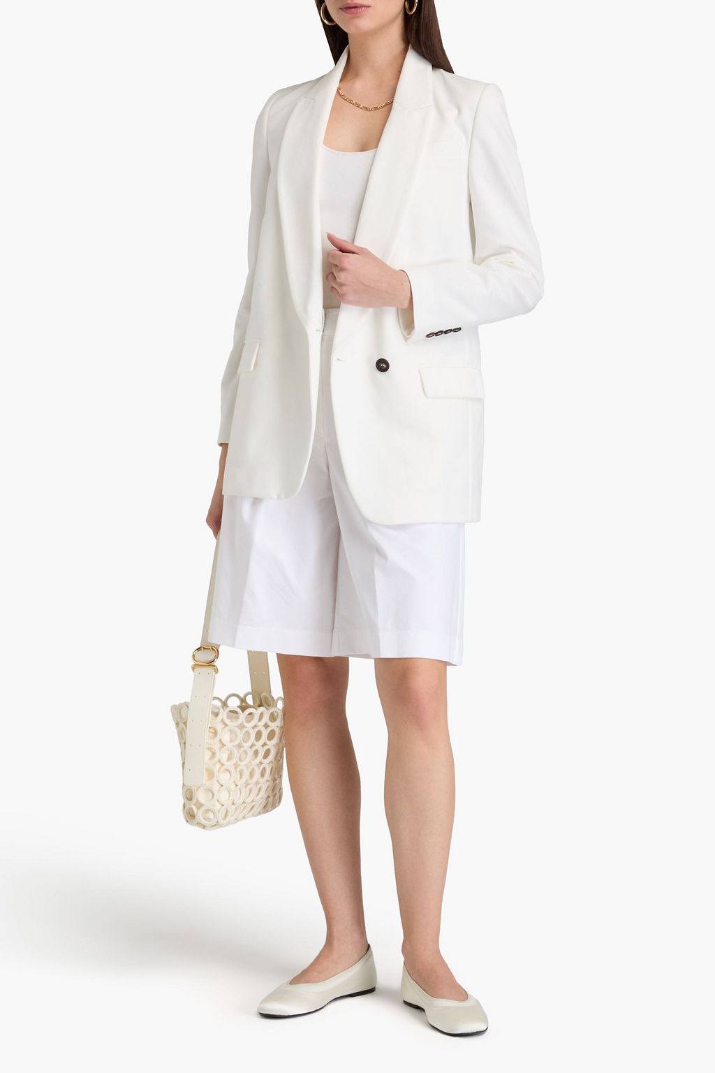 BRUNELLO CUCINELLI 비즈 장식 코튼 혼방 저지 블레이저