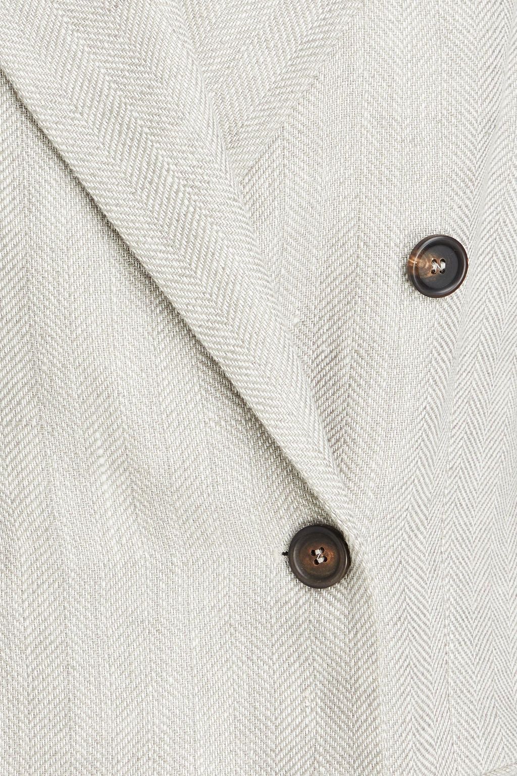 BRUNELLO CUCINELLI 더블 브레스티드 헤링본 리넨 블레이저