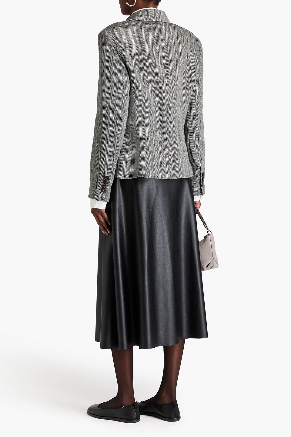 Brunello Cucinelli Herringbone Linen Blazer In Dark Gray
