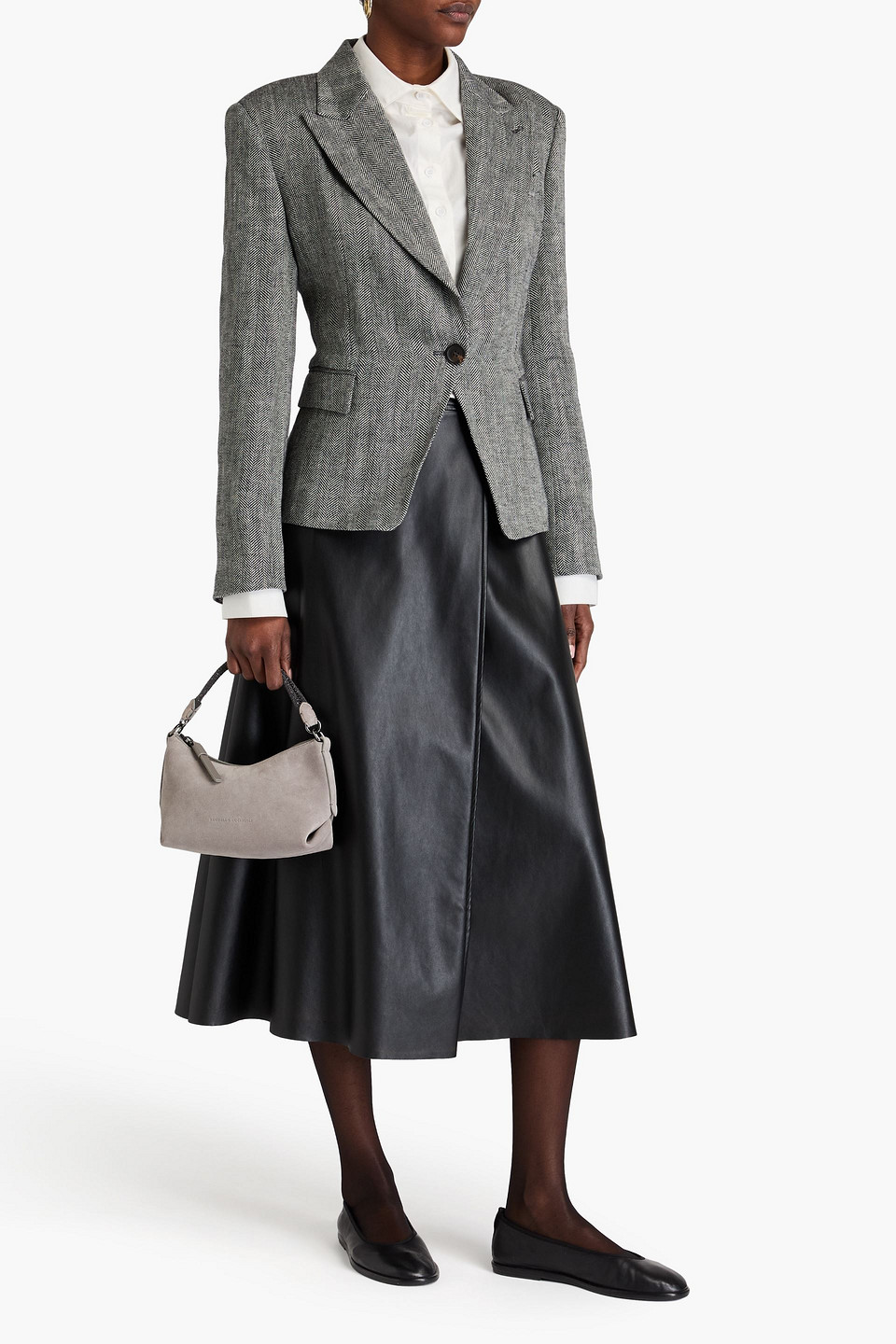 Brunello Cucinelli Herringbone Linen Blazer In Dark Gray