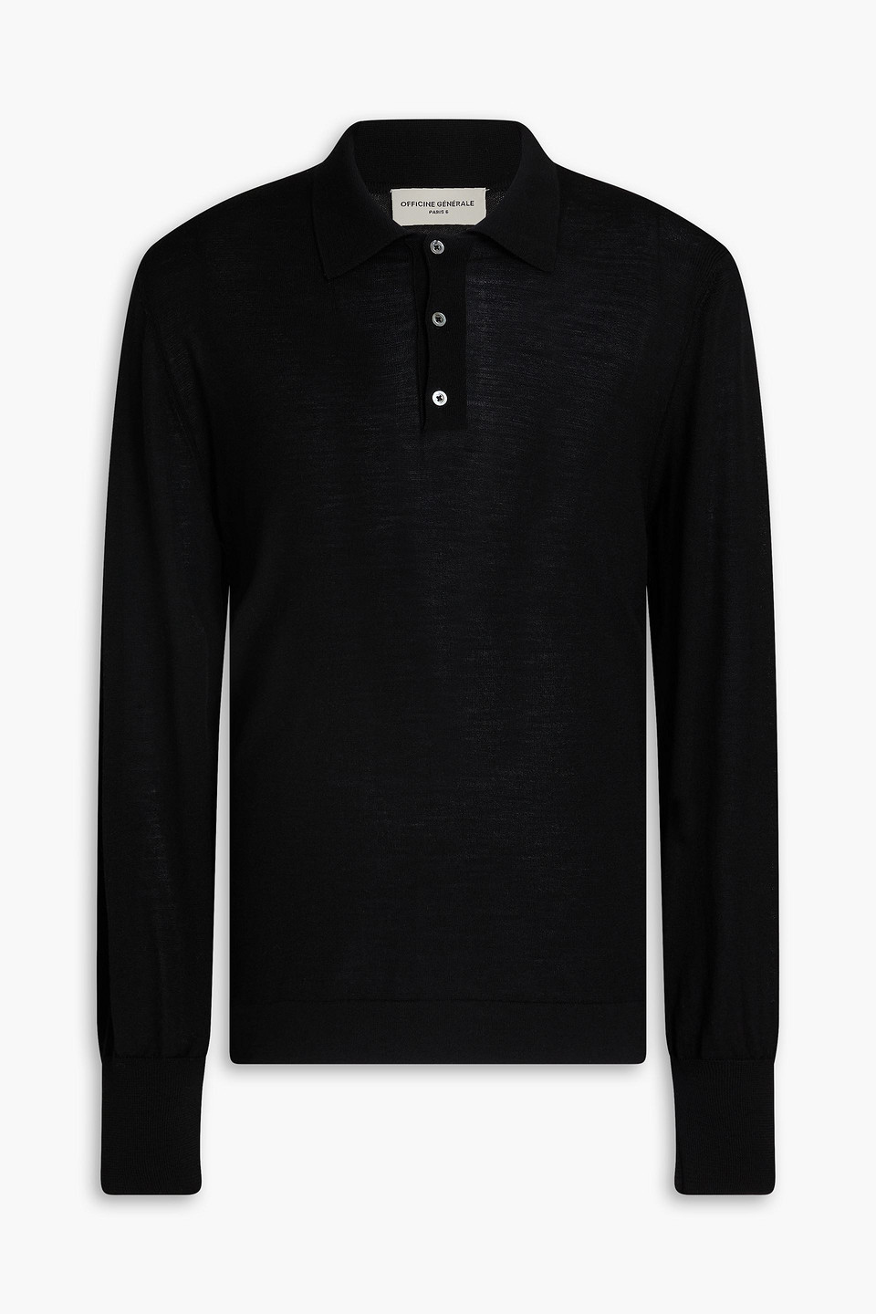 Officine Generale Brutus Wool Polo Sweater In Black
