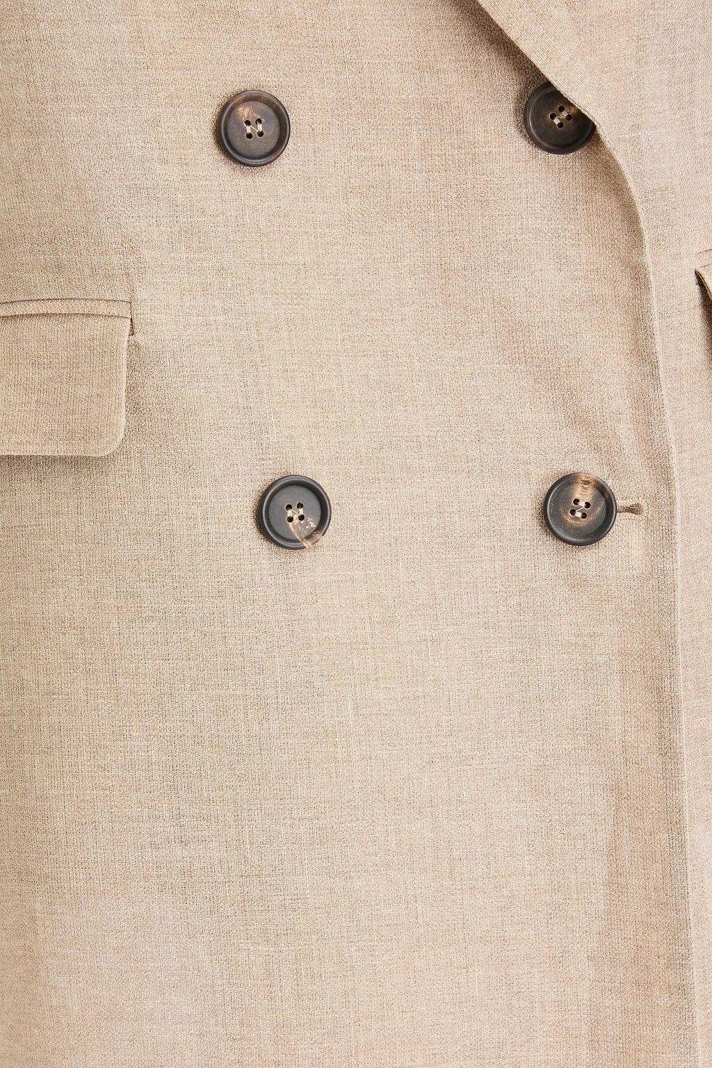 BRUNELLO CUCINELLI Doppelreihiger Mantel aus Leinen mit Zierperlen
