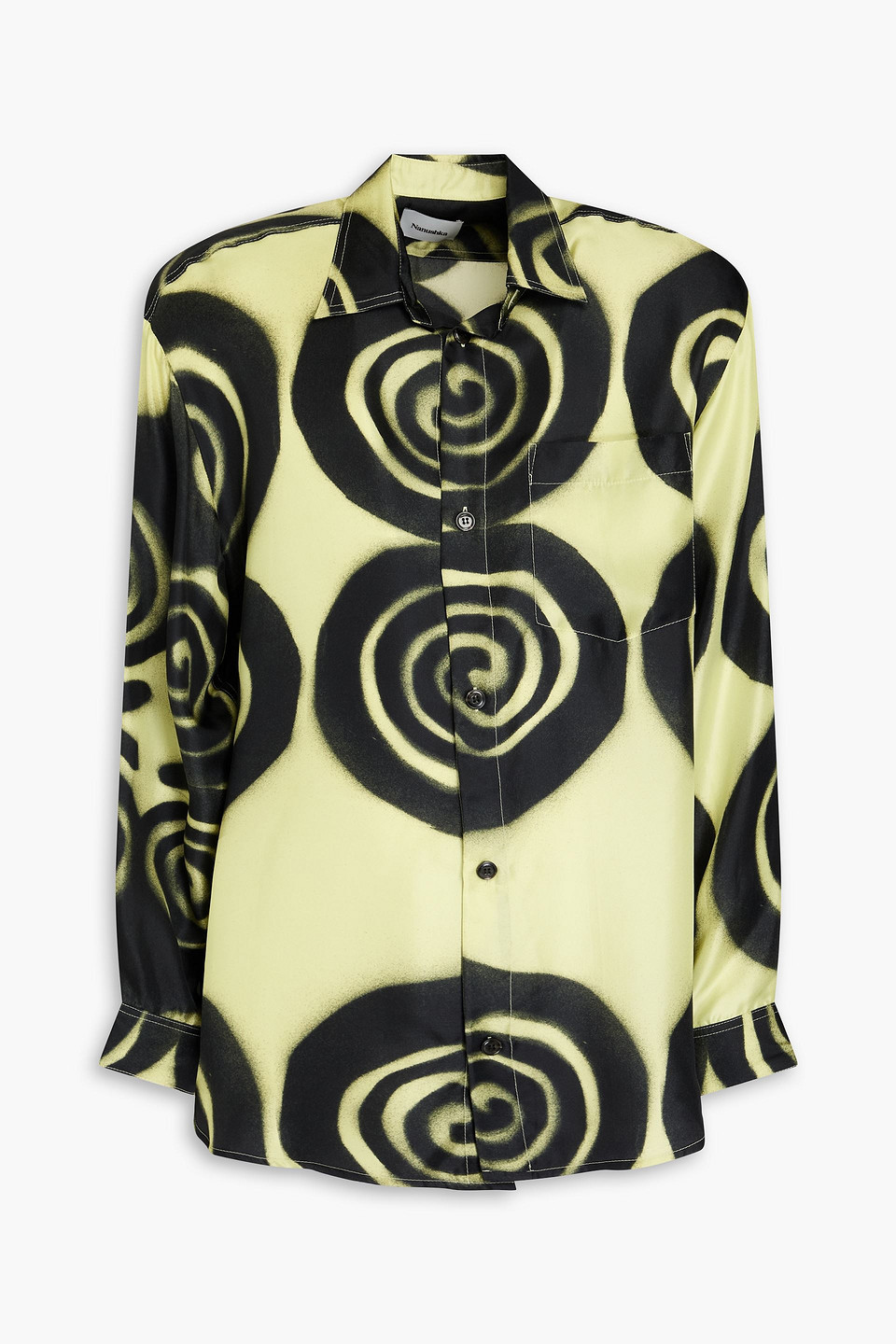 Nanushka Graphic-print Silk Shirt In Yellow