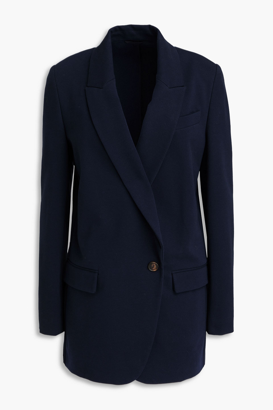 Brunello Cucinelli Blazer Aus Jersey Aus Einer Baumwollmischung Mit Zierperlen In Marineblau