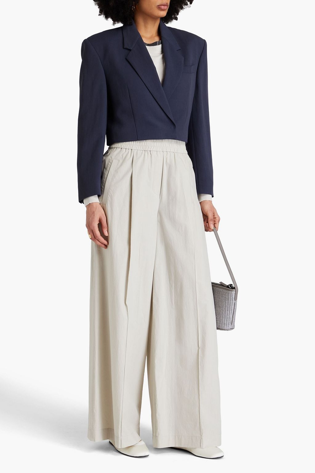 BRUNELLO CUCINELLI Cropped Blazer aus Twill mit Zierperlen