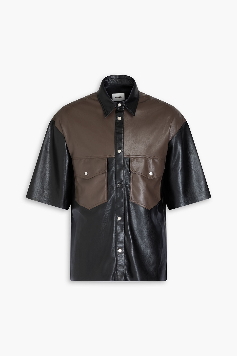 Nanushka Mance Faux-leather Shirt In Brown