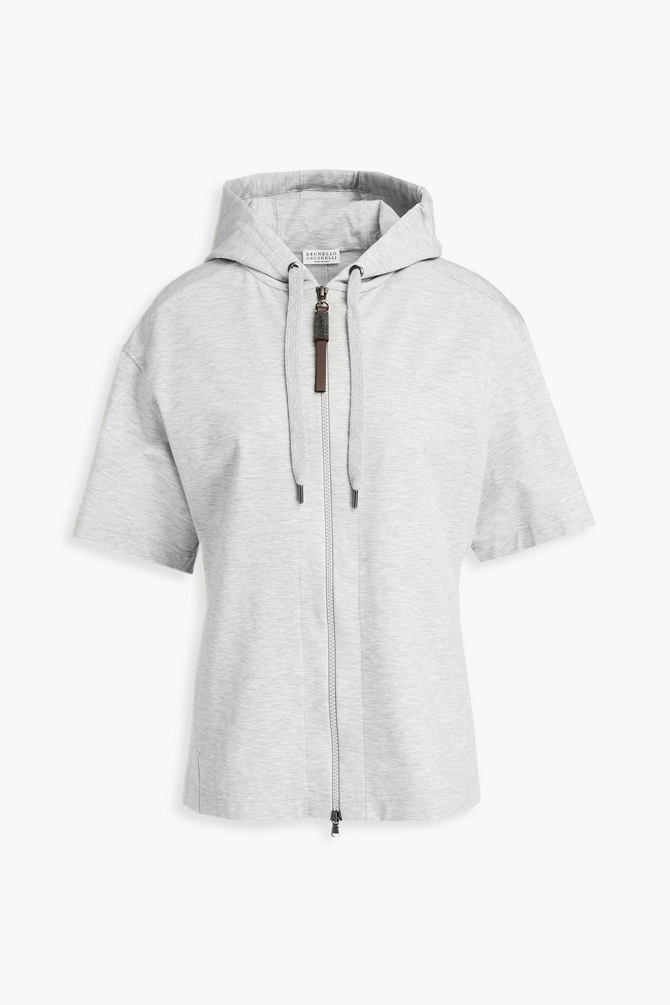 Bead-embellished cotton-blend jersey hoodie