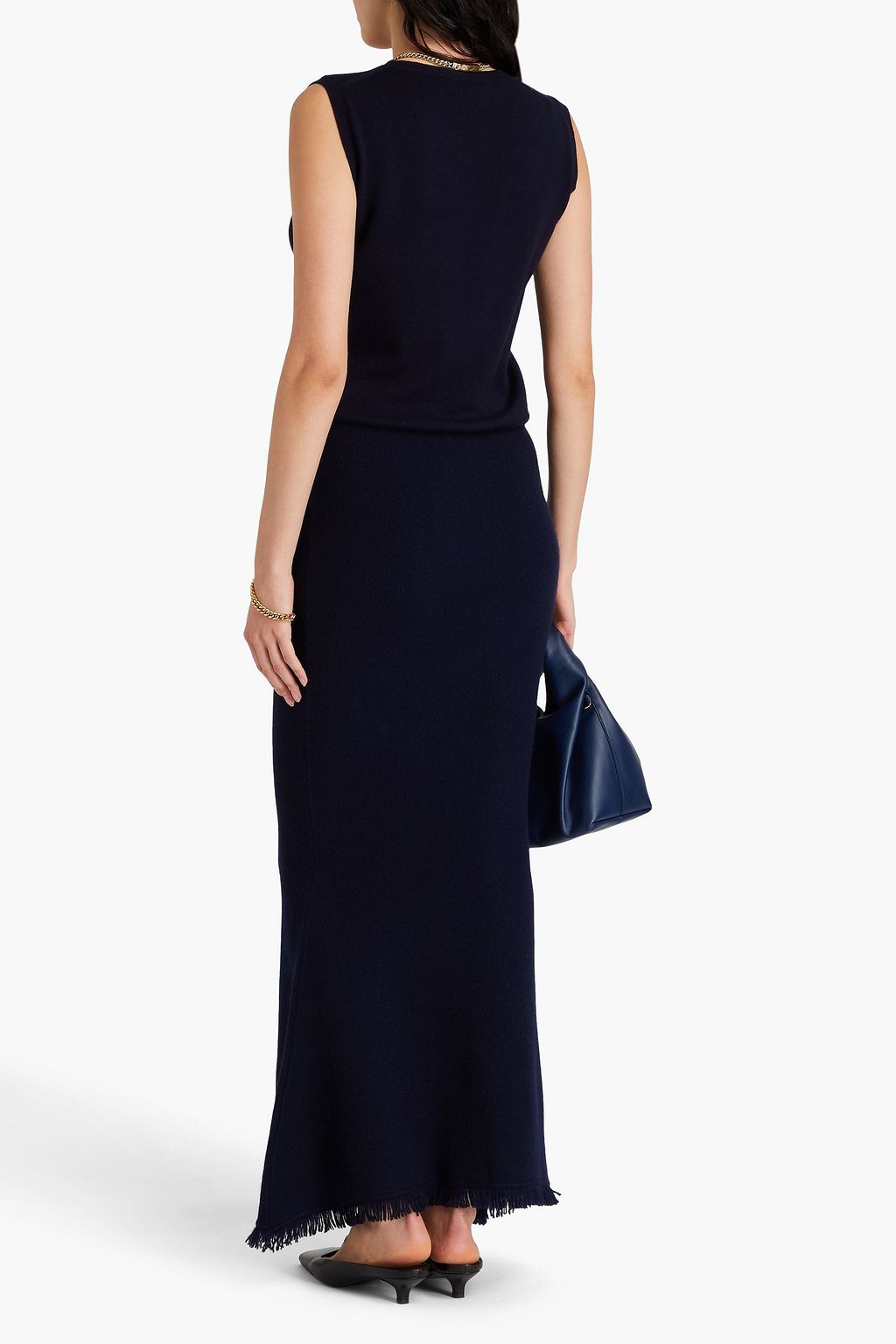 LISA YANG Sofia fringed cashmere maxi pencil skirt