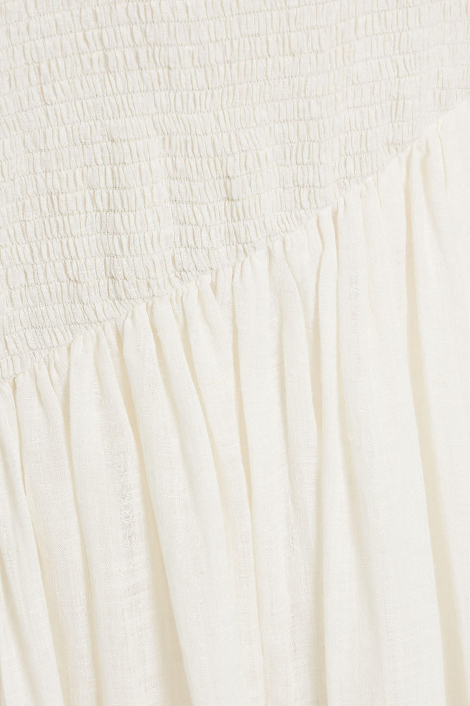 GABRIELA HEARST MAXWELL SHIRRED LINEN AND SILK-BLEND GAUZE MIDI SKIRT