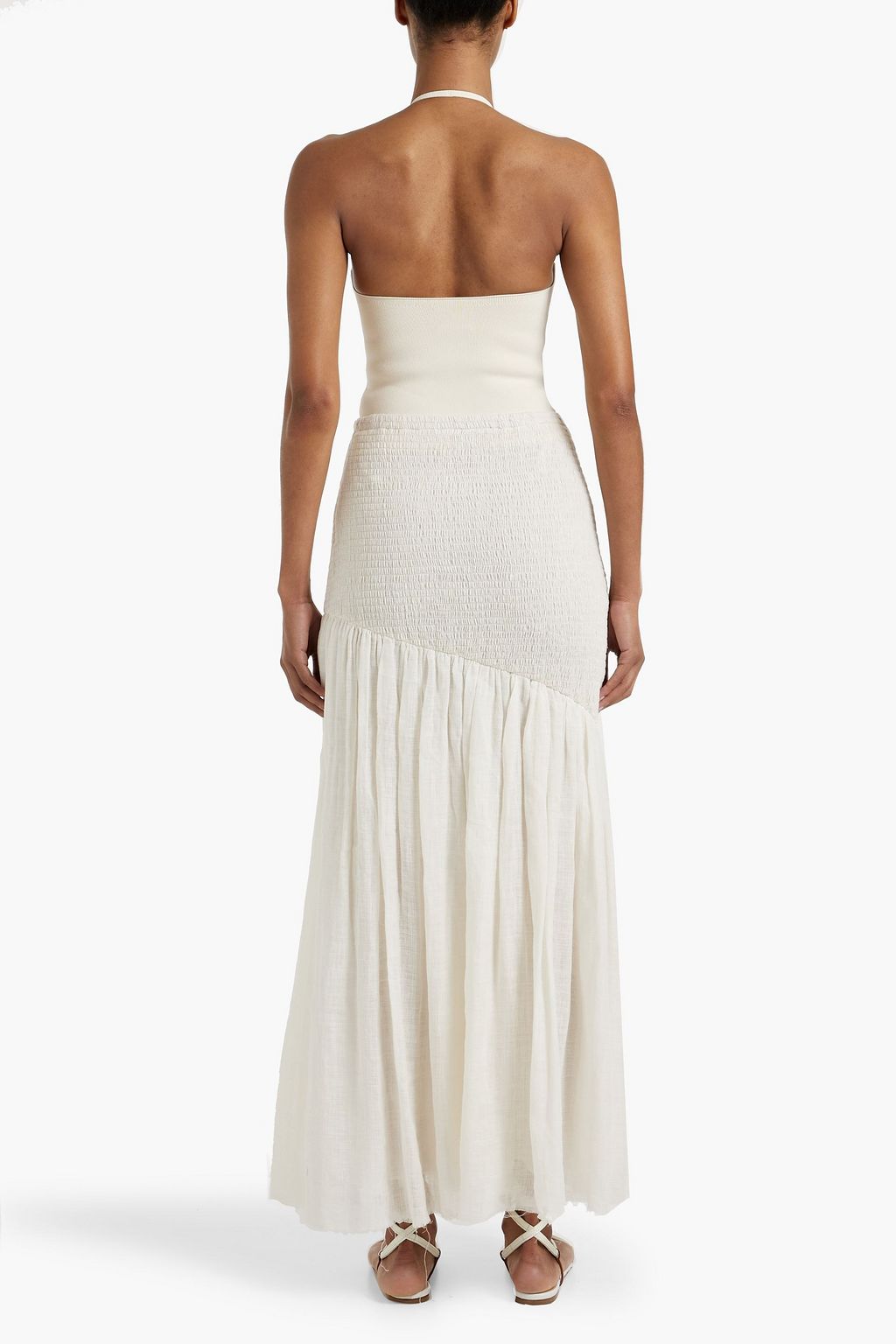 GABRIELA HEARST Maxwell shirred linen and silk-blend gauze midi skirt