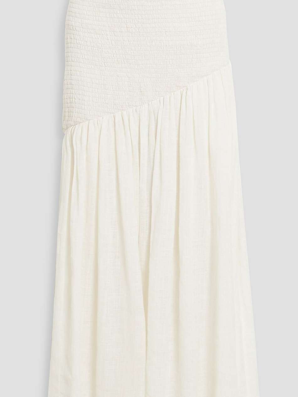 maxwell shirred linen and silk-blend gauze midi skirt