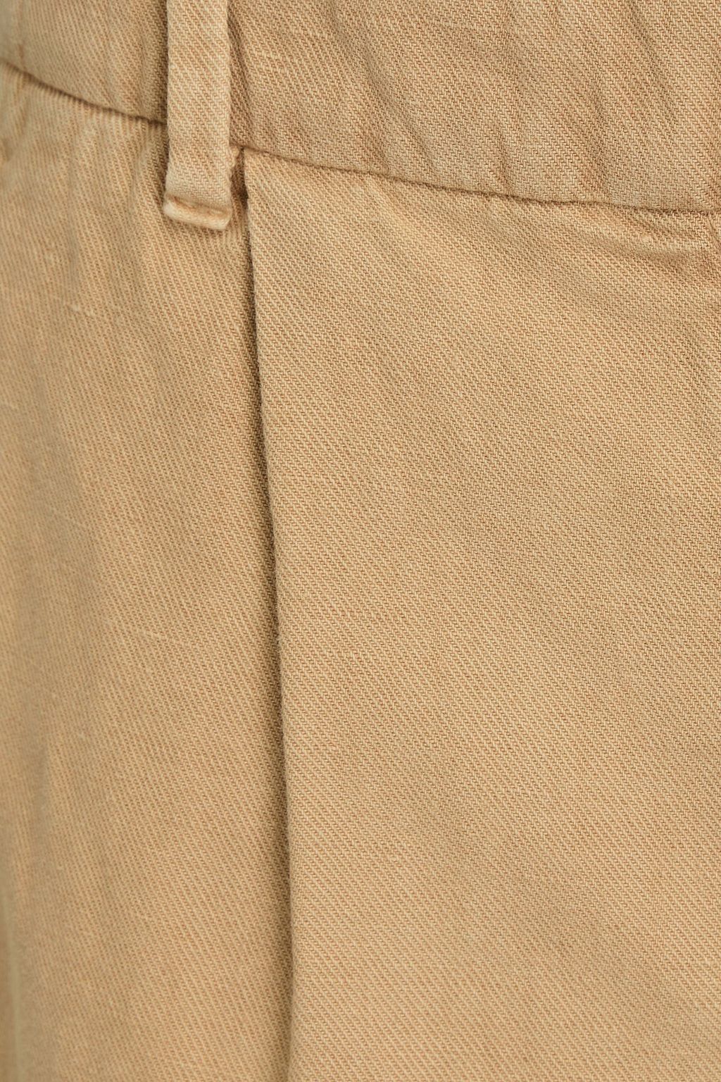 BRUNELLO CUCINELLI Pleated cotton and linen-blend shorts