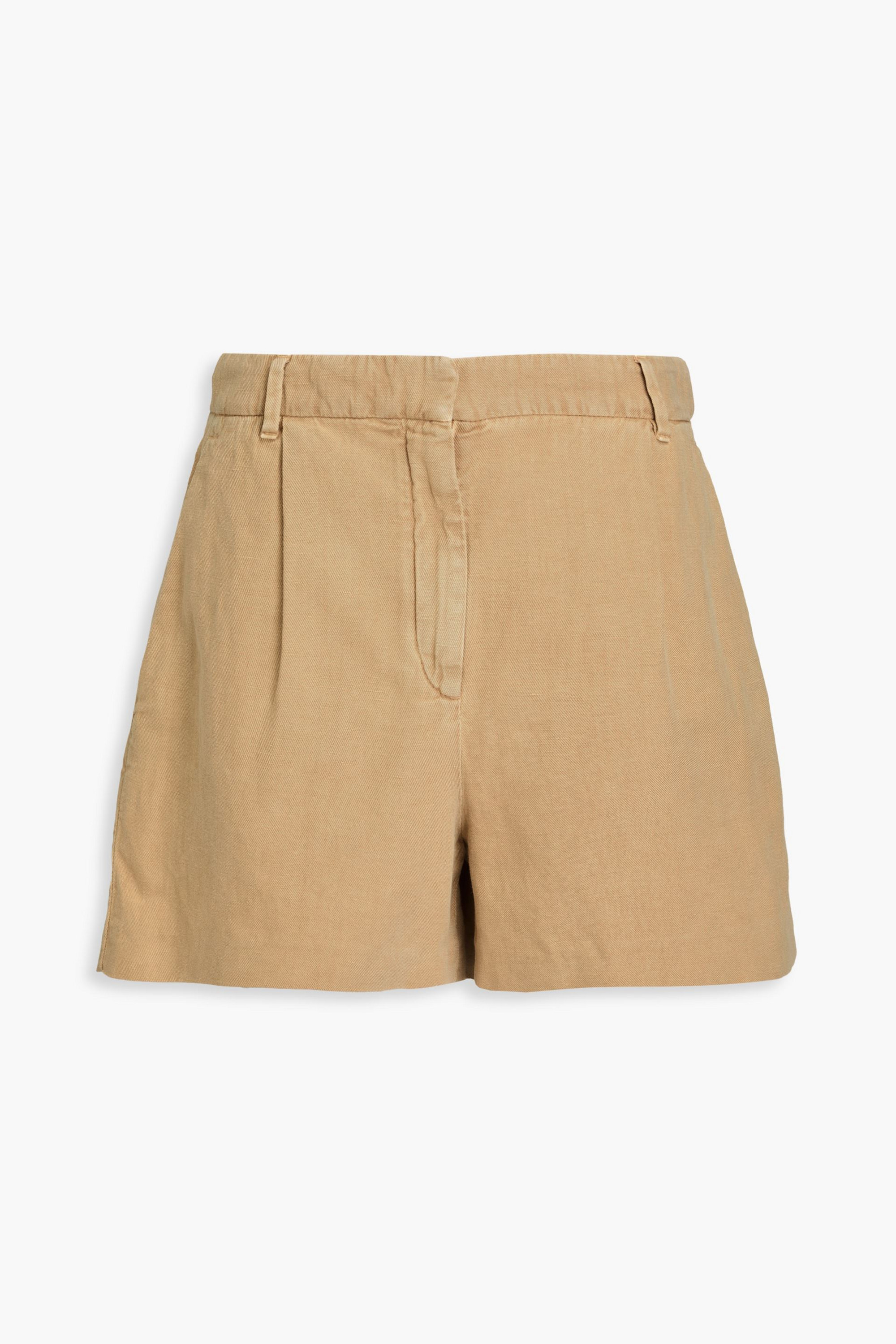 Brunello Cucinelli - Pleated cotton and linen-blend shorts | Plush