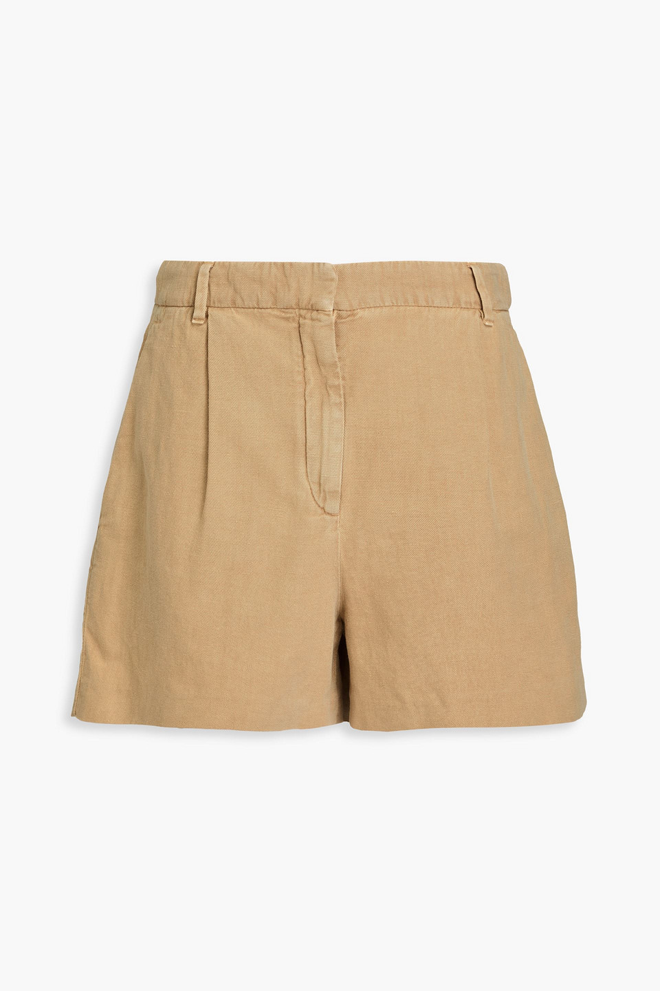 Brunello Cucinelli Shorts Aus Einer Baumwoll-leinenmischung Mit Falten In Sandfarben