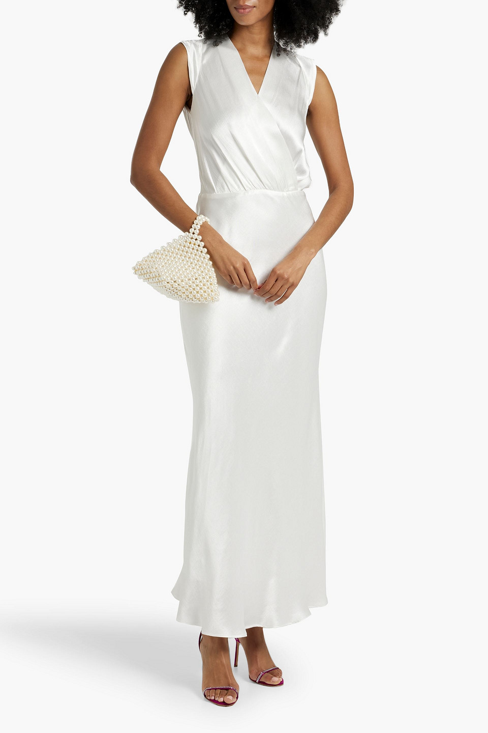 Shop Bec & Bridge Moon Dance Draped Satin-crepe Maxi Dress In White