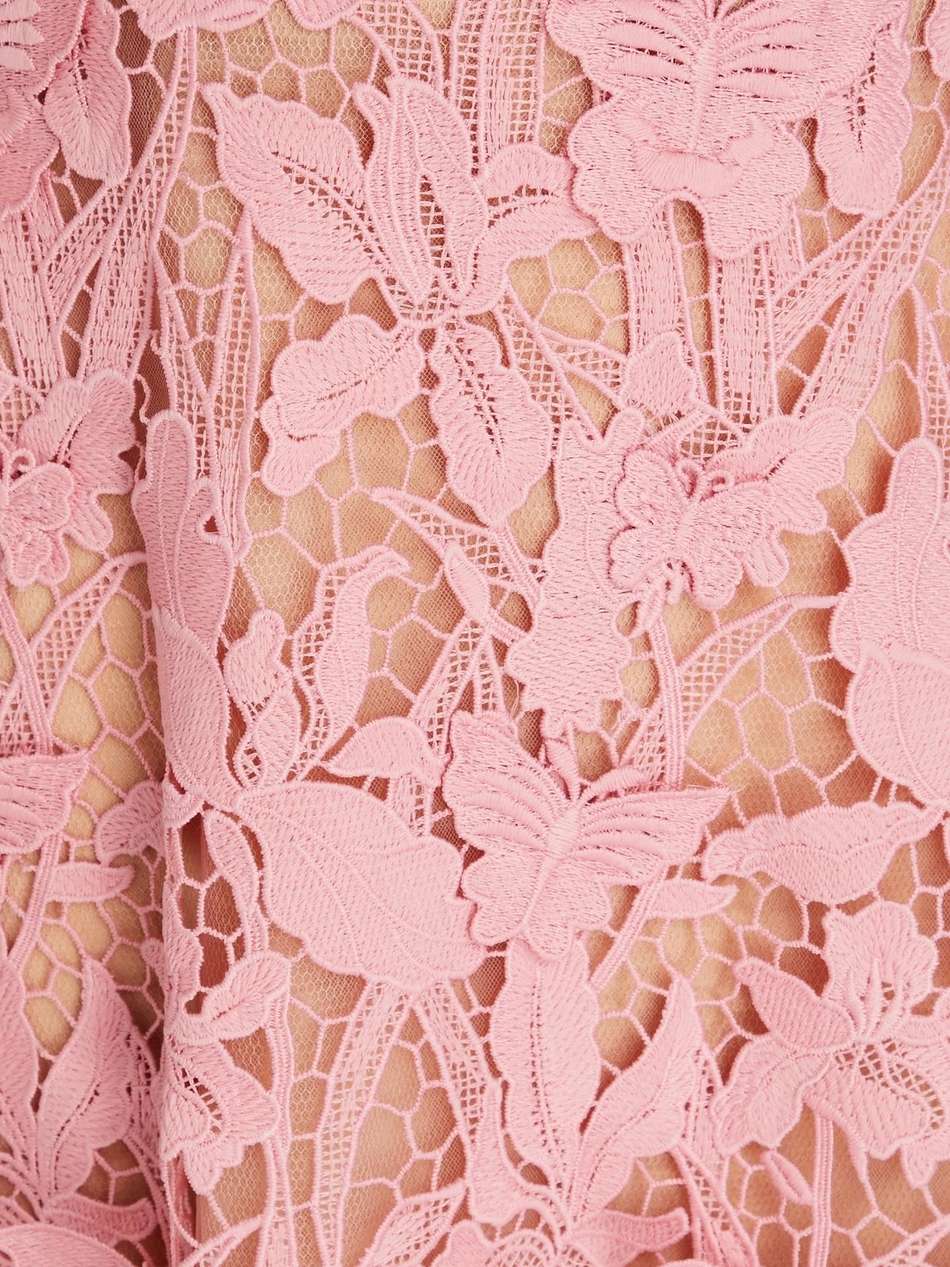flared guipure lace midi dress