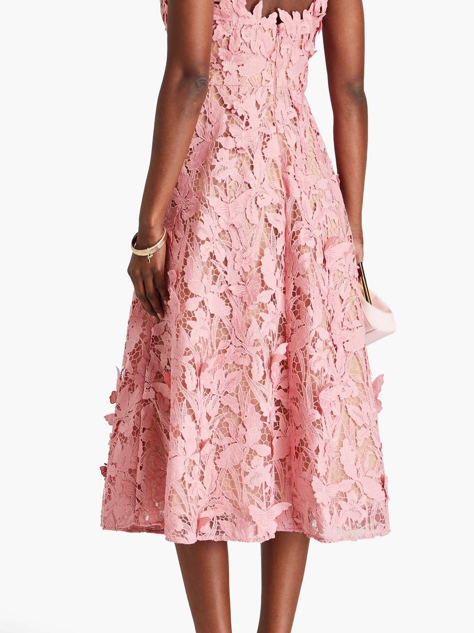 flared guipure lace midi dress